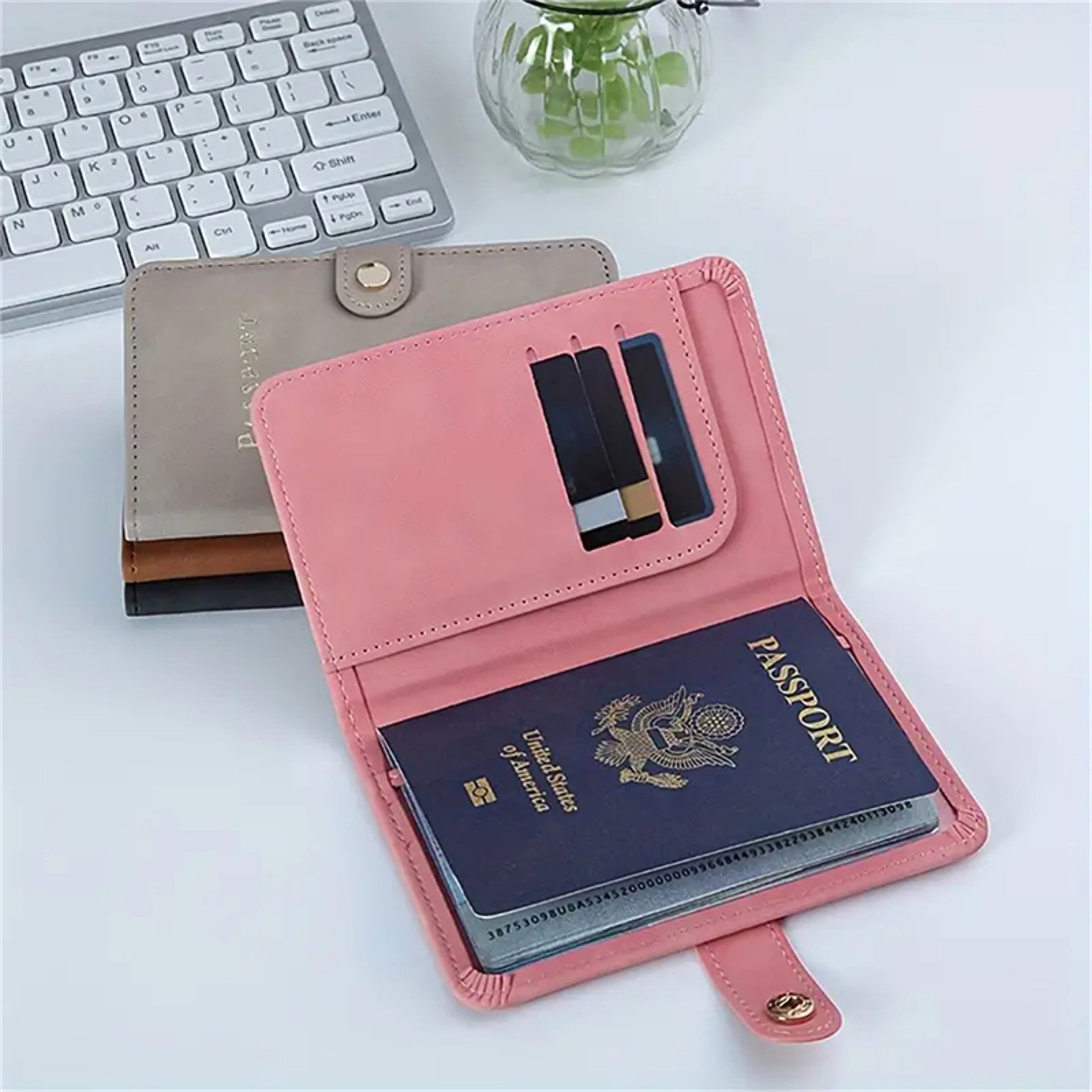 Travel Passport Cover For Men And Women  PU Leather Wallet With Card Slots 1