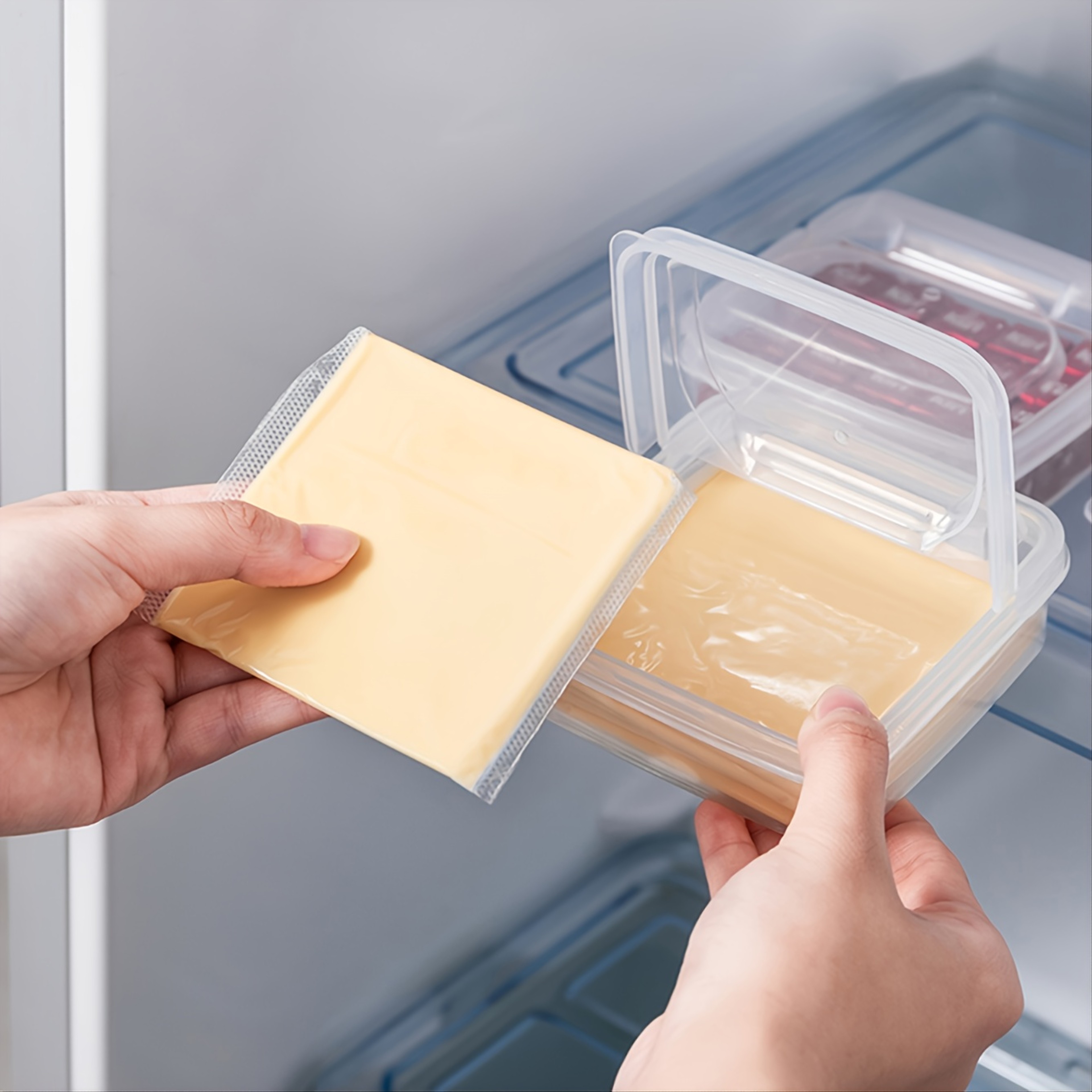 Plastic Refrigerator Cheese Storage Box  Cheese  Butter Block Container With Lid 0