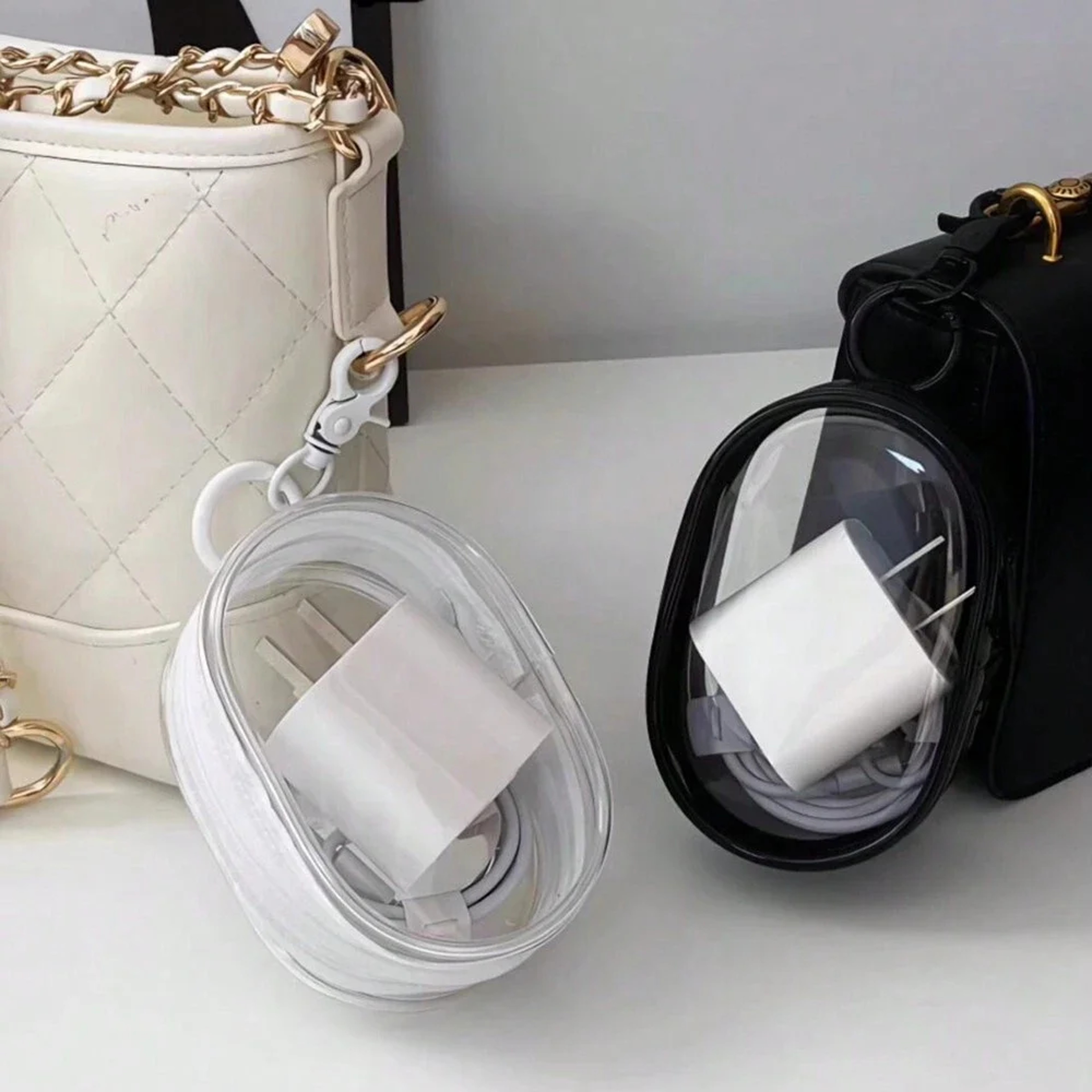 Portable Transparent Storage Bag With Zipper  Multipurpose Headphone  Charger Case For Travel With  2