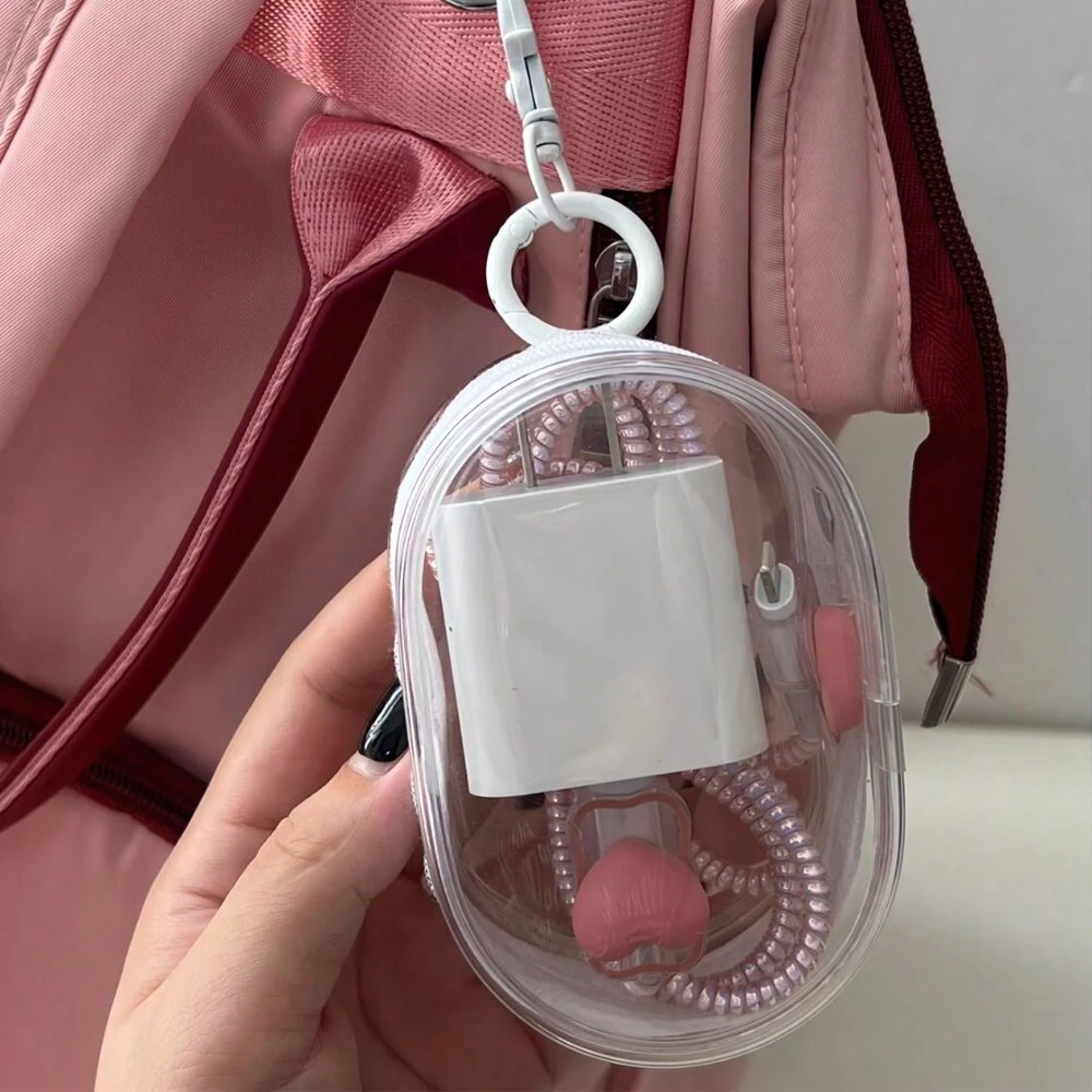 Portable Transparent Storage Bag With Zipper  Multipurpose Headphone  Charger Case For Travel With  4