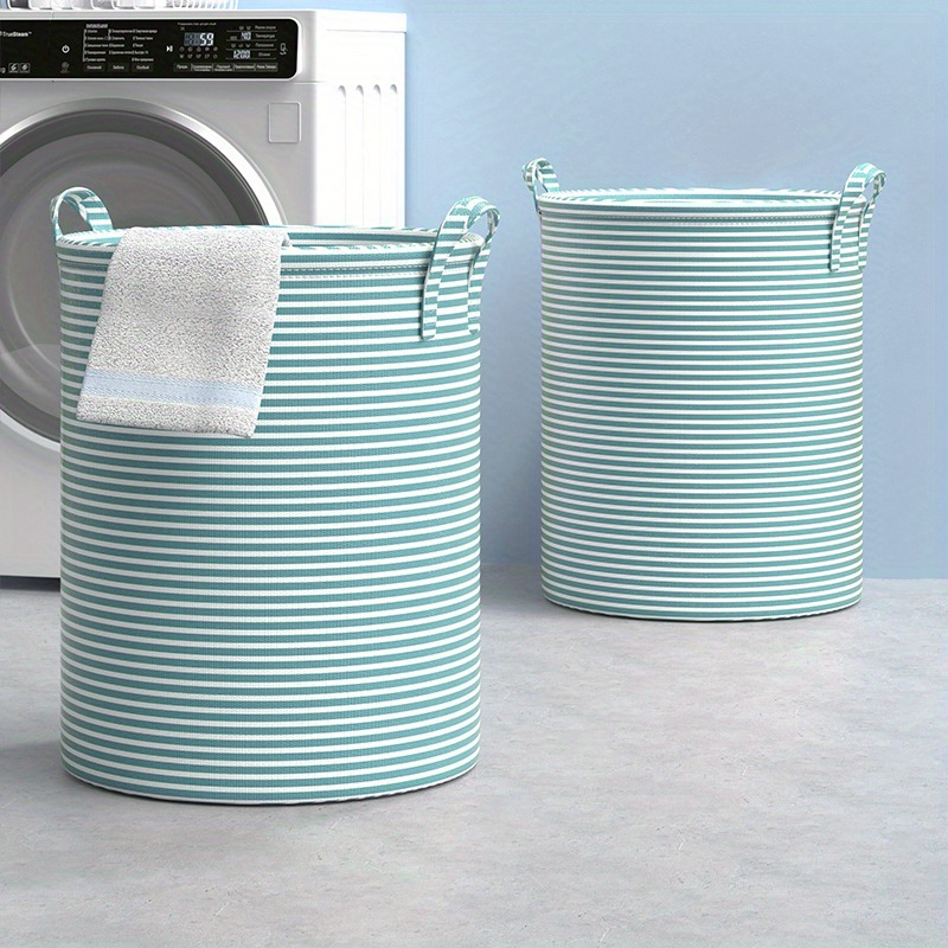Foldable Minimalist Striped Laundry Basket  MultiPurpose Collapsible Storage For Bathroom Bedroom A 0