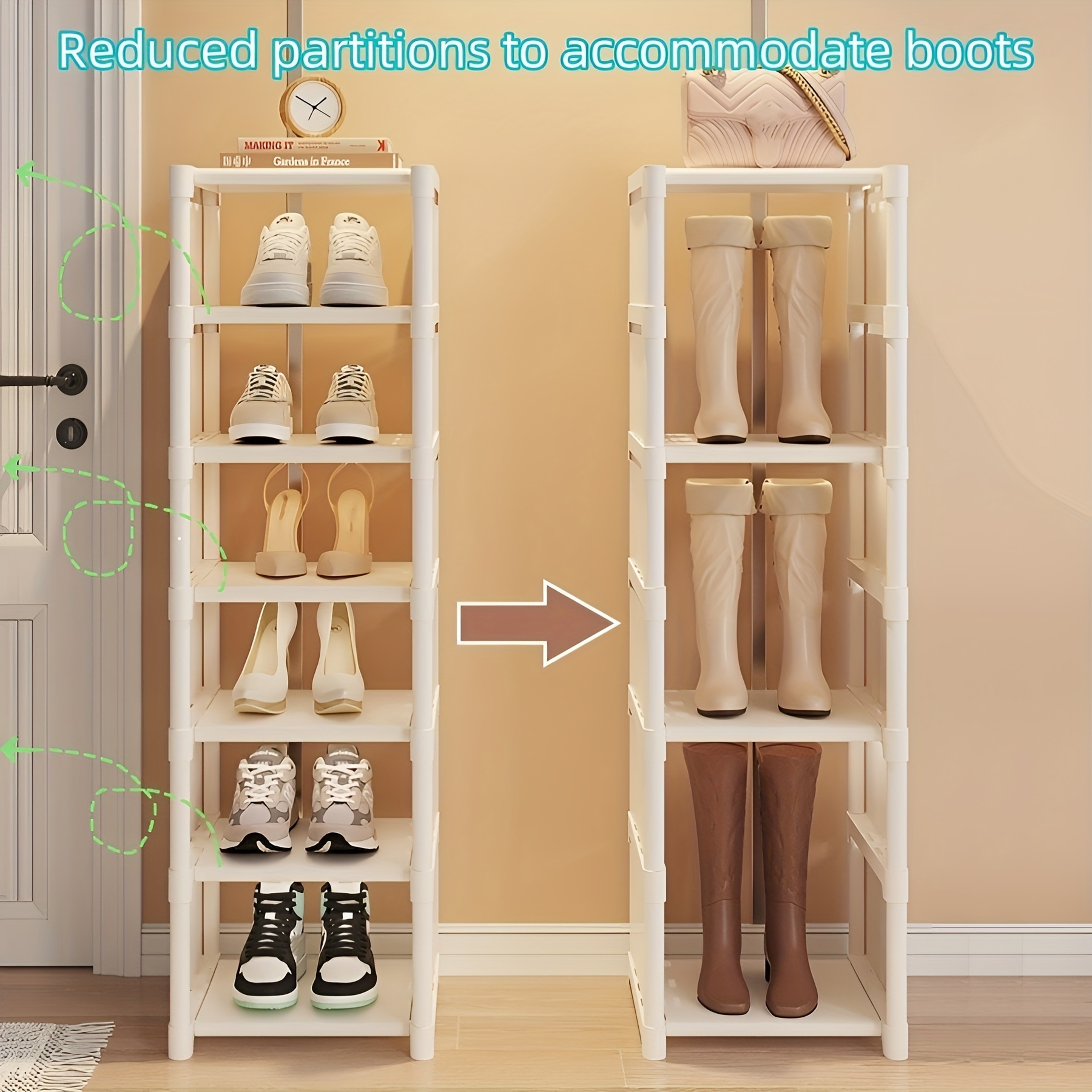 SpaceSaving Metal Frame Shoe Rack With MultiTier Fabric Shelves  Easy Assembly For Sneakers Sandals 2