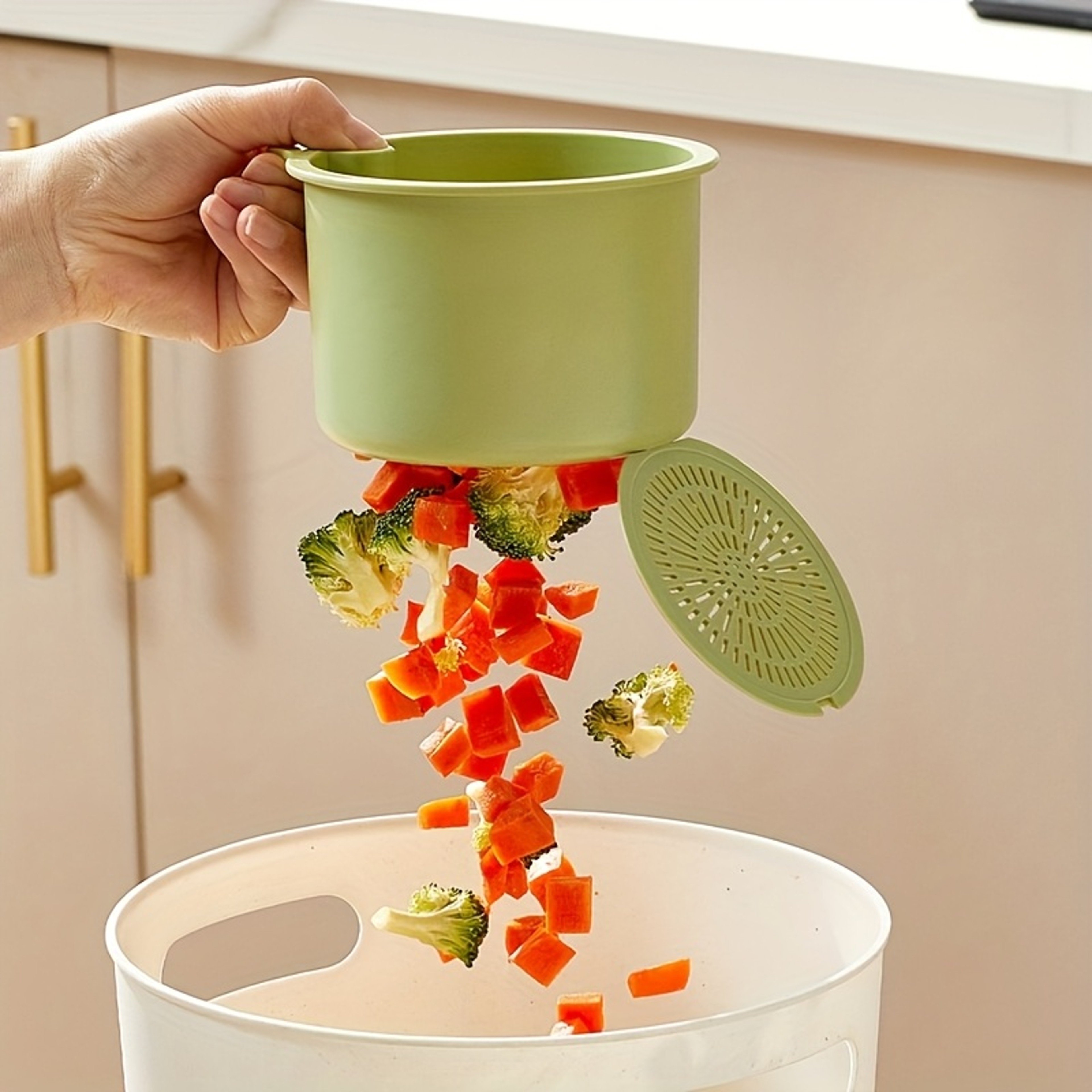 SpaceSaving Hanging Sink Basket For Kitchen And Bathroom  Easy Install Split Filter Basket 0