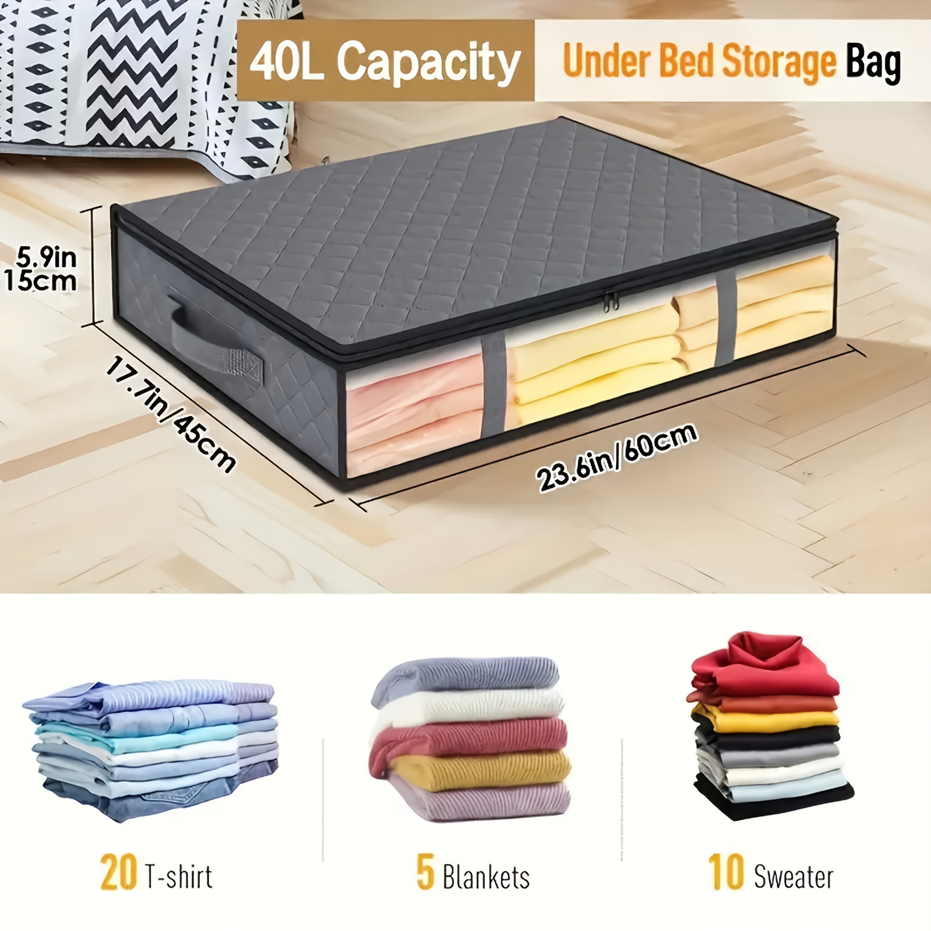 Premium Under Bed Storage Bag For Bedding And Clothes With Clear Window And Durable Handles 6