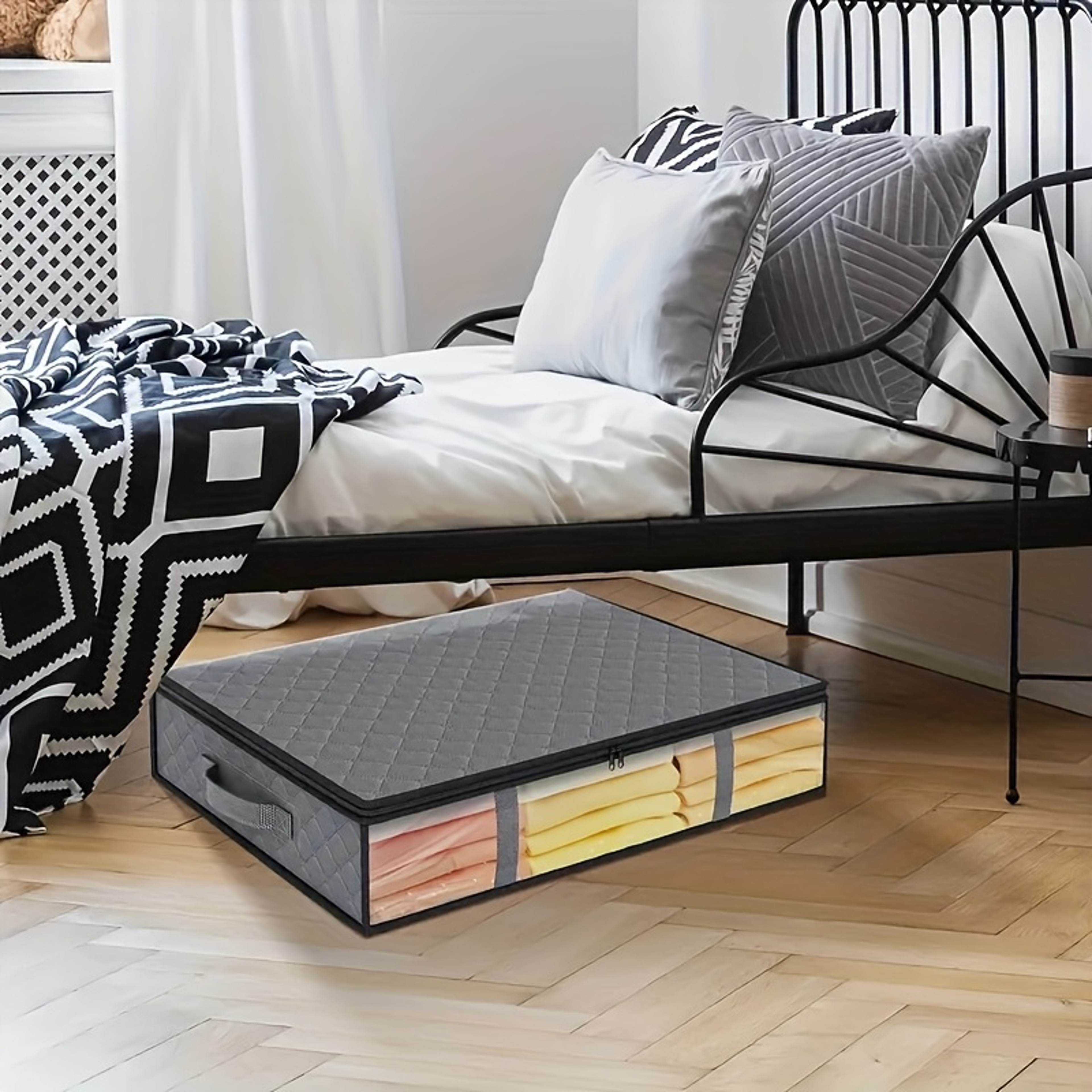 Premium Under Bed Storage Bag For Bedding And Clothes With Clear Window And Durable Handles 0