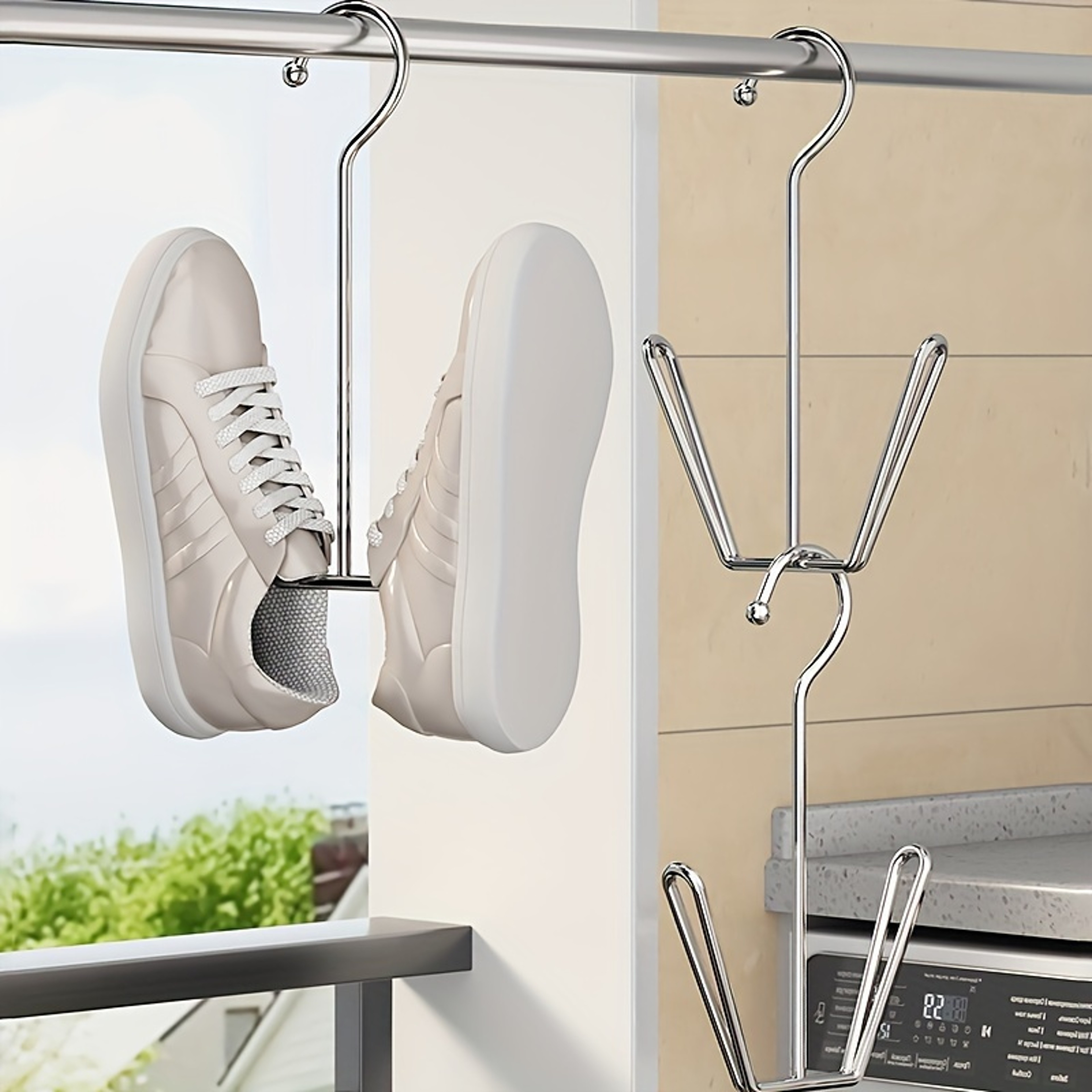 Stainless Steel Hanging Shoe Rack Organizer  SpaceSaving Bathroom And Entryway Storage Solution 0