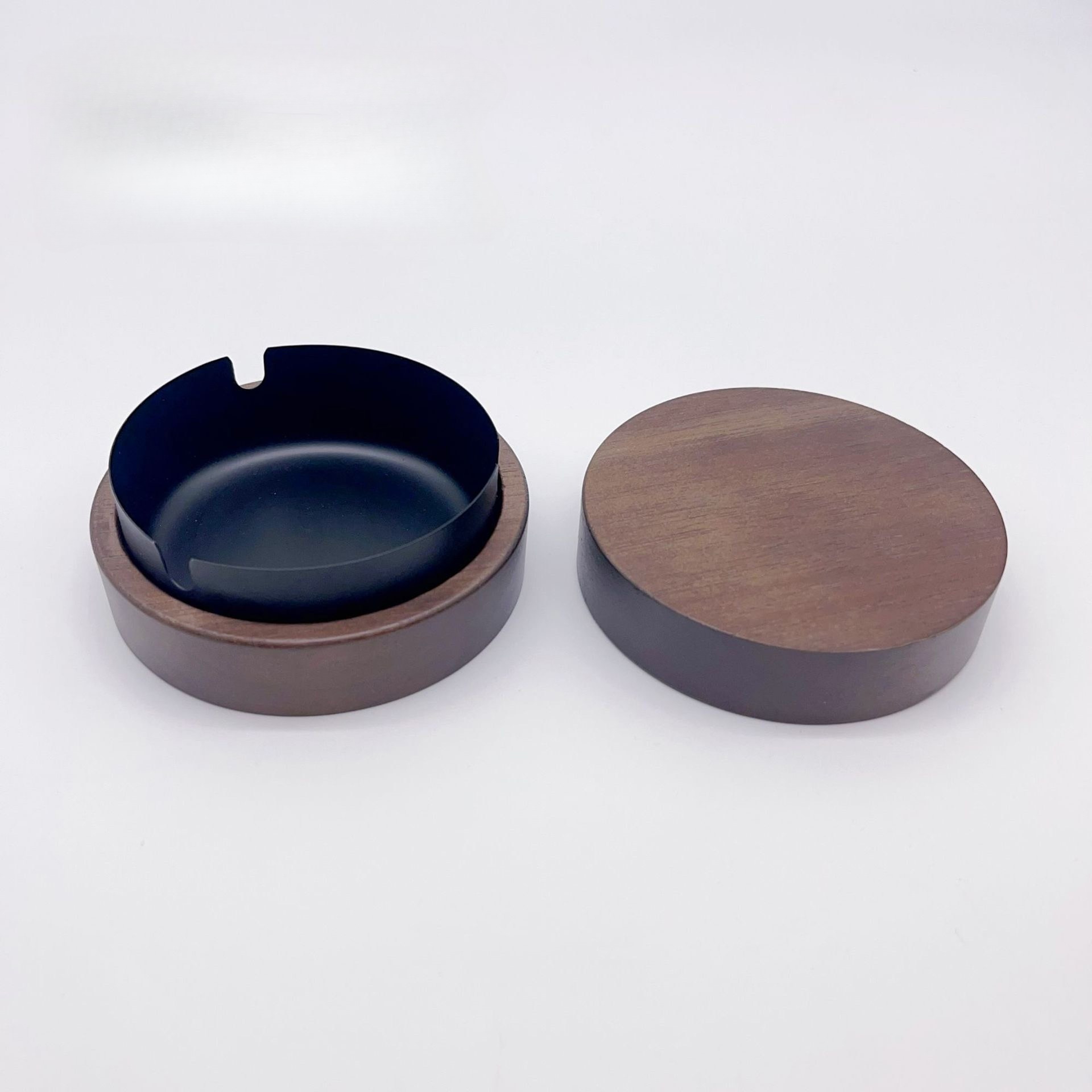 Walnut Wood Windproof Ashtray With Lid  Stainless Steel Liner For Indoor  Outdoor Use 5