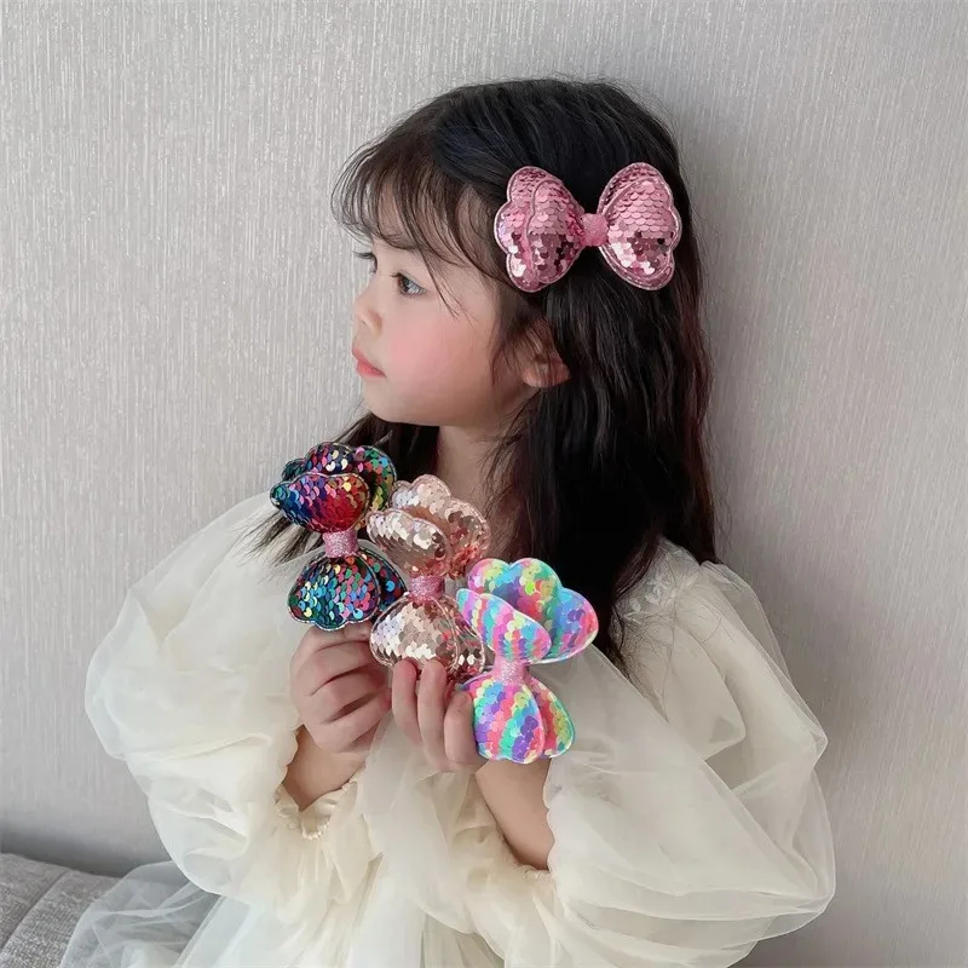 Sparkling Sequin Bow Hair Clip For Girls  Cute Gradient Kawaii Hairpin For Kids  Princess Fashion A 0