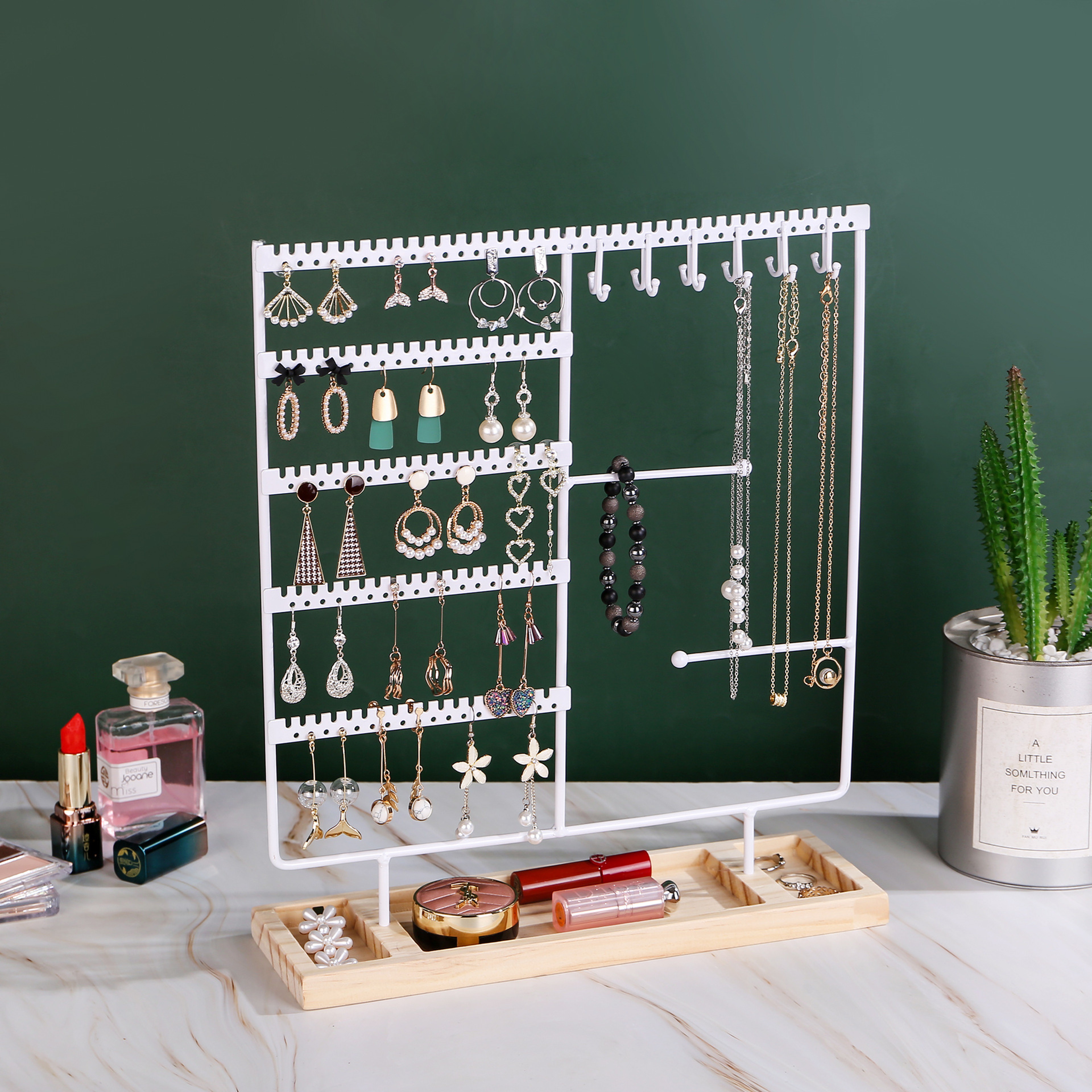 Multifunctional Jewelry Display Rack For Earring Necklace Ring And Bracelet Storage  Detachable Woo 3