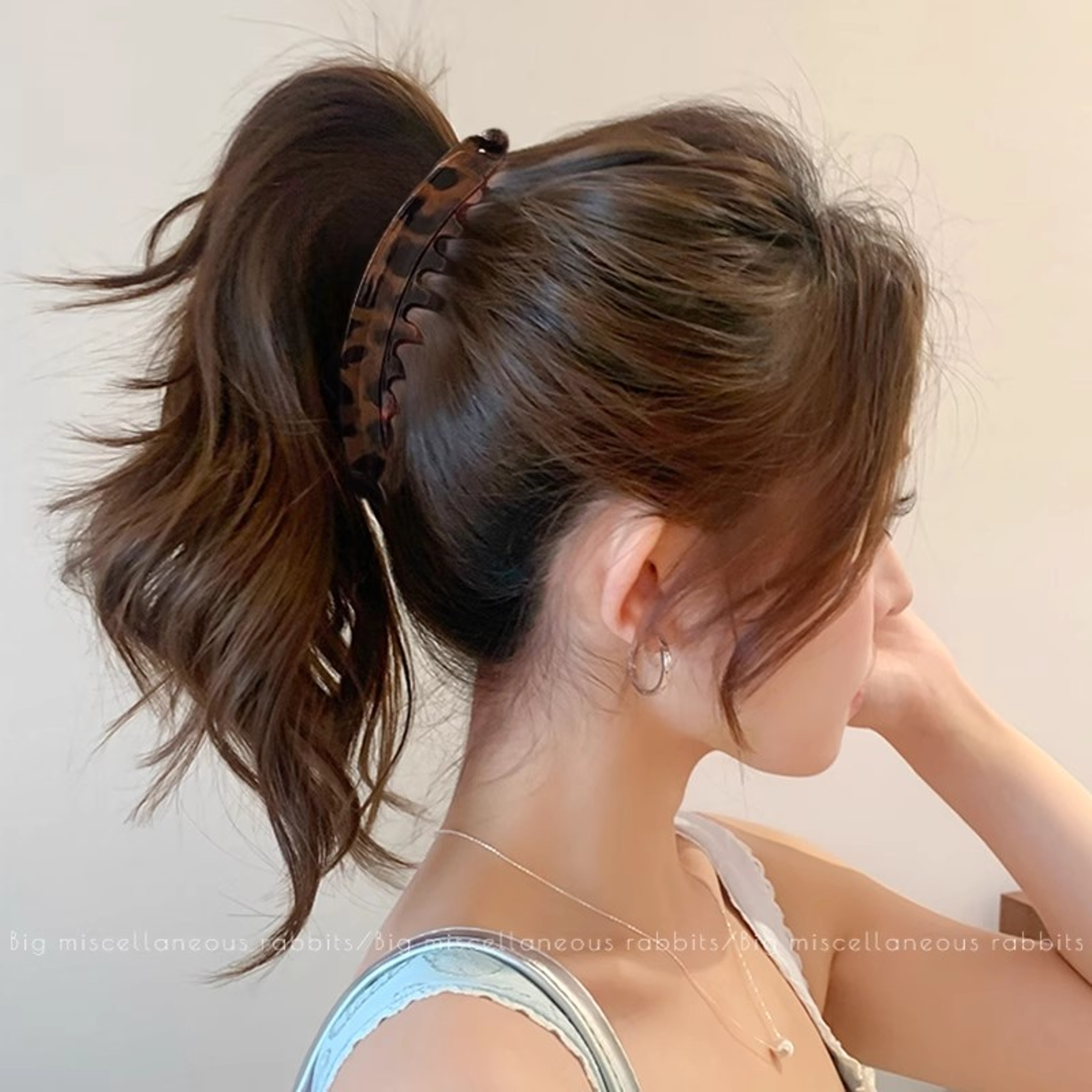 Vintage Leopard Print Hair Claw Clip  High Ponytail Holder For Women  Girls 0
