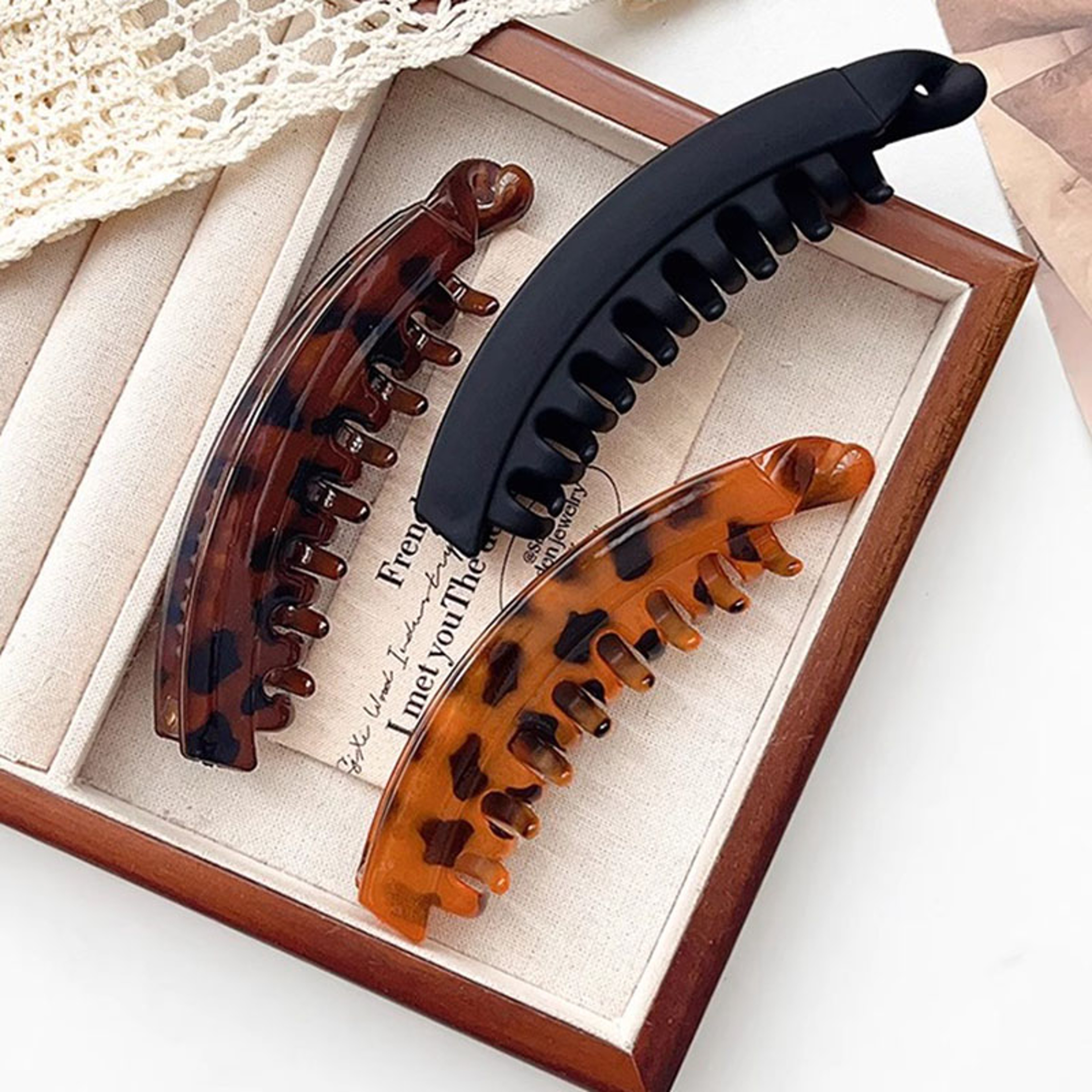 Vintage Leopard Print Hair Claw Clip  High Ponytail Holder For Women  Girls 1