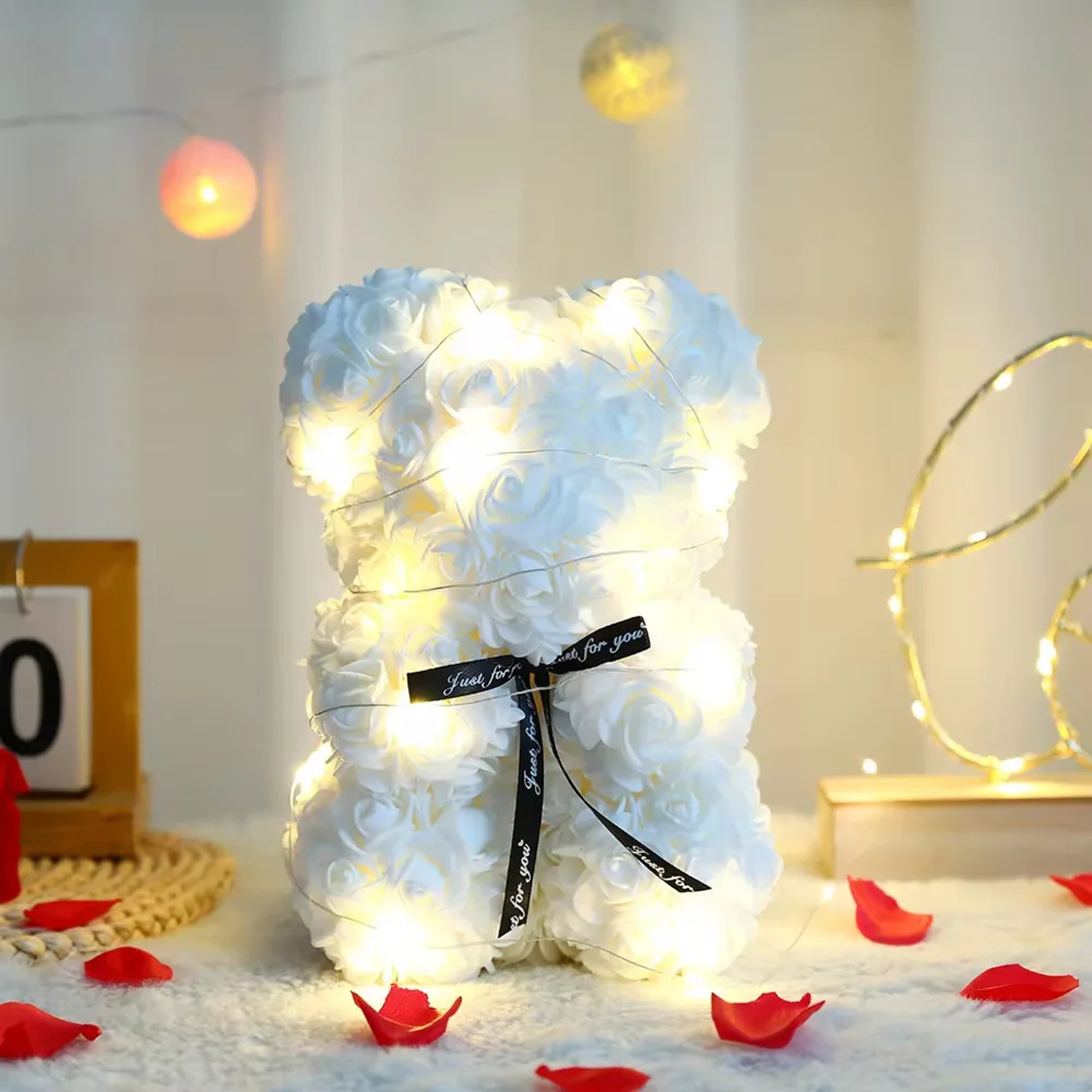 Artificial Teddy Rose Flower Bear With Box  Romantic Valentines Day Gift For Girlfriend Womens Anni 4