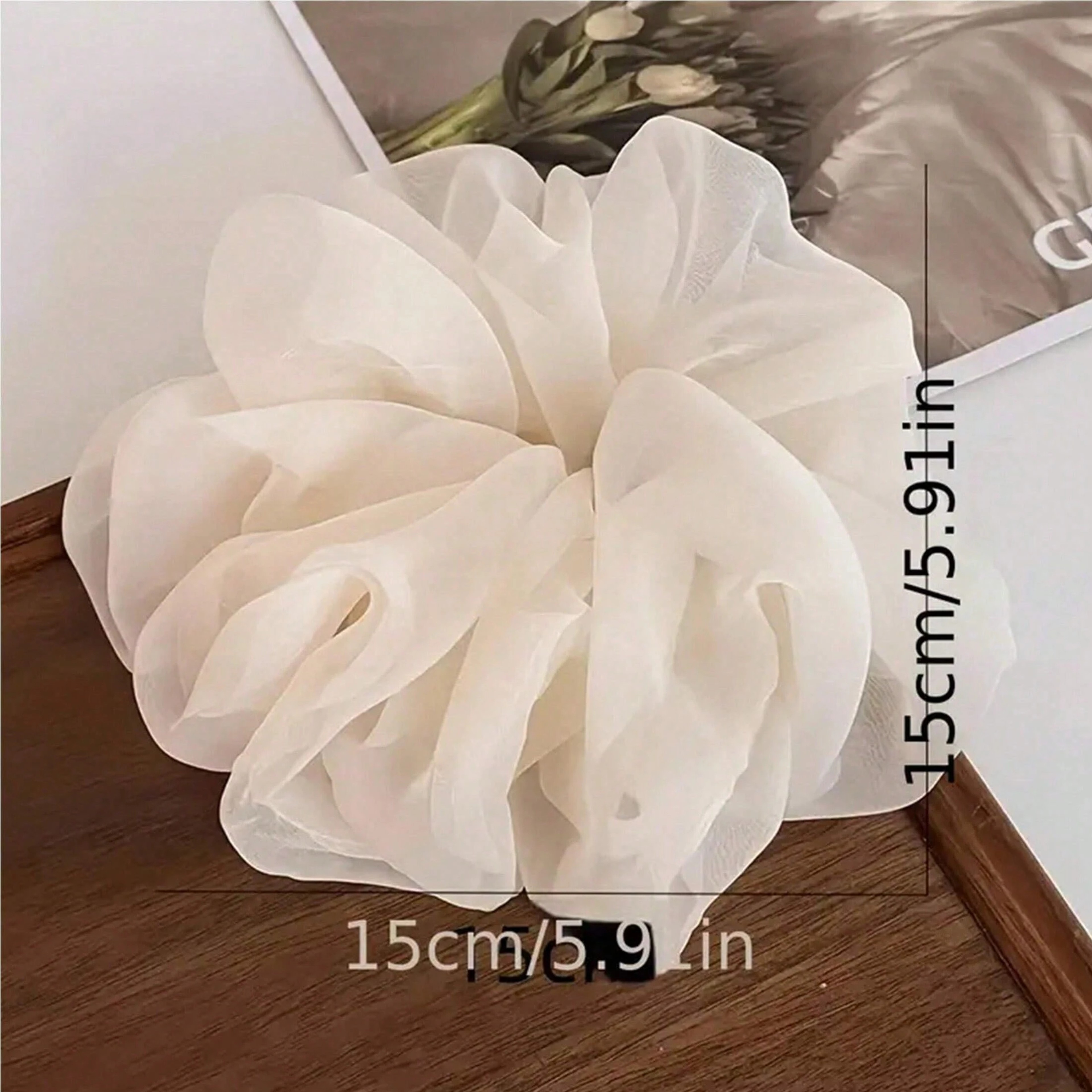 Elegant French Style Puff Chiffon Scrunchies  Elastic Hair Ties For Ponytail  Bun Decoration 2