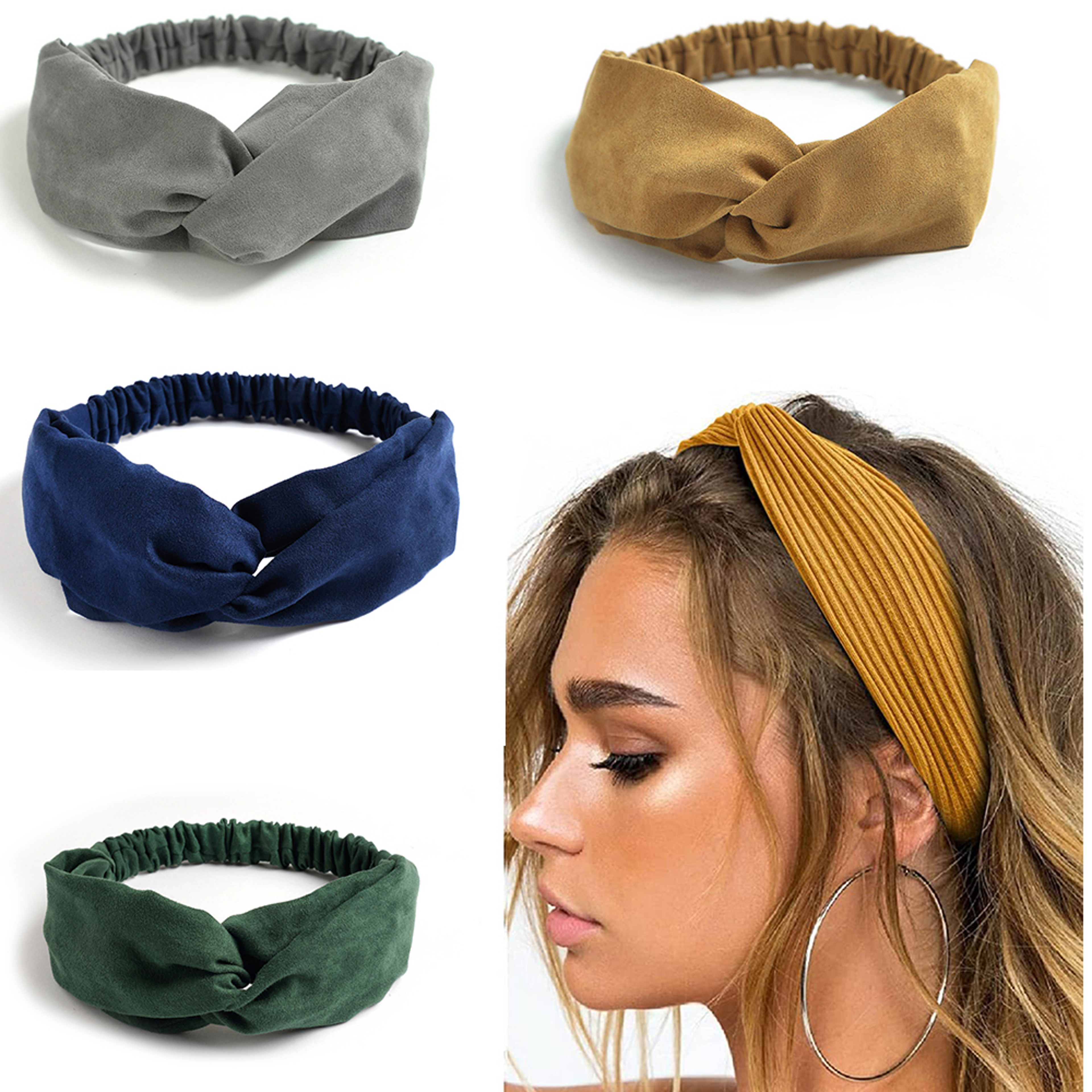 Boho Suede Twist Knotted Headband For Women  Vintage Hair Band With Sweet Bow Design 0