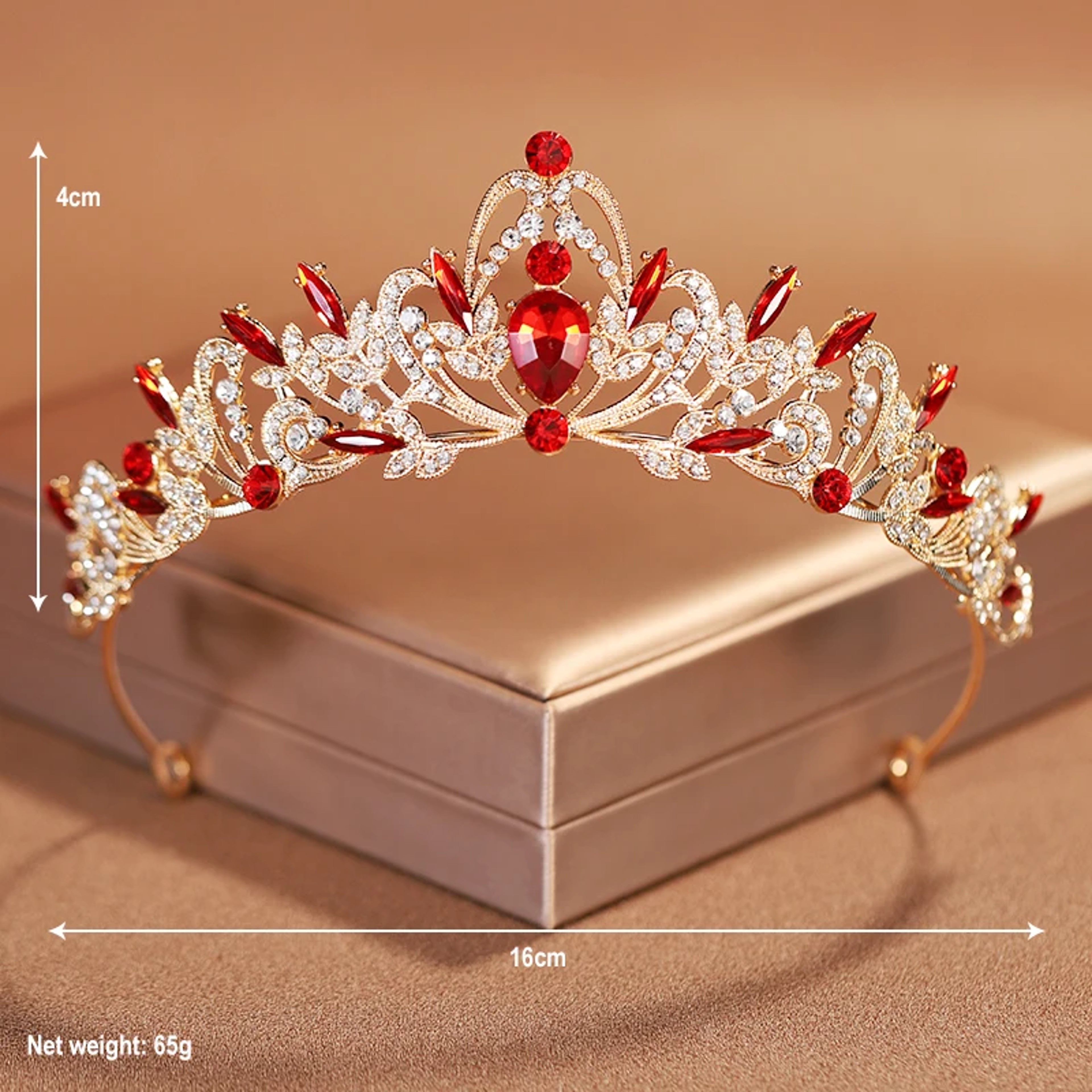GoldColour Bridal Crown Tiara For Weddings And Special Occasions 7