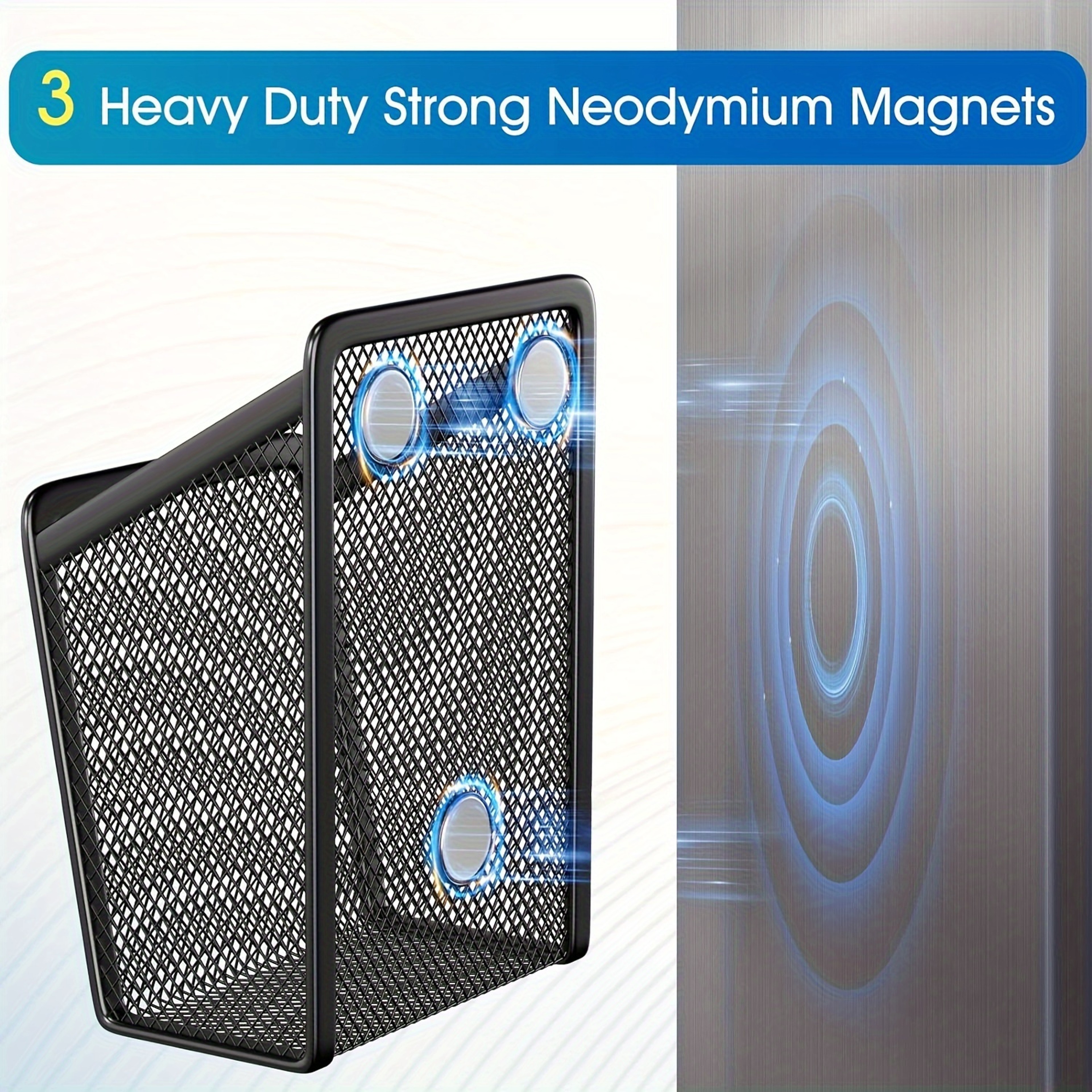 Magnetic Mesh Stainless Steel Pen Holder  Stylish Desk Organizer For Office Or Home 2