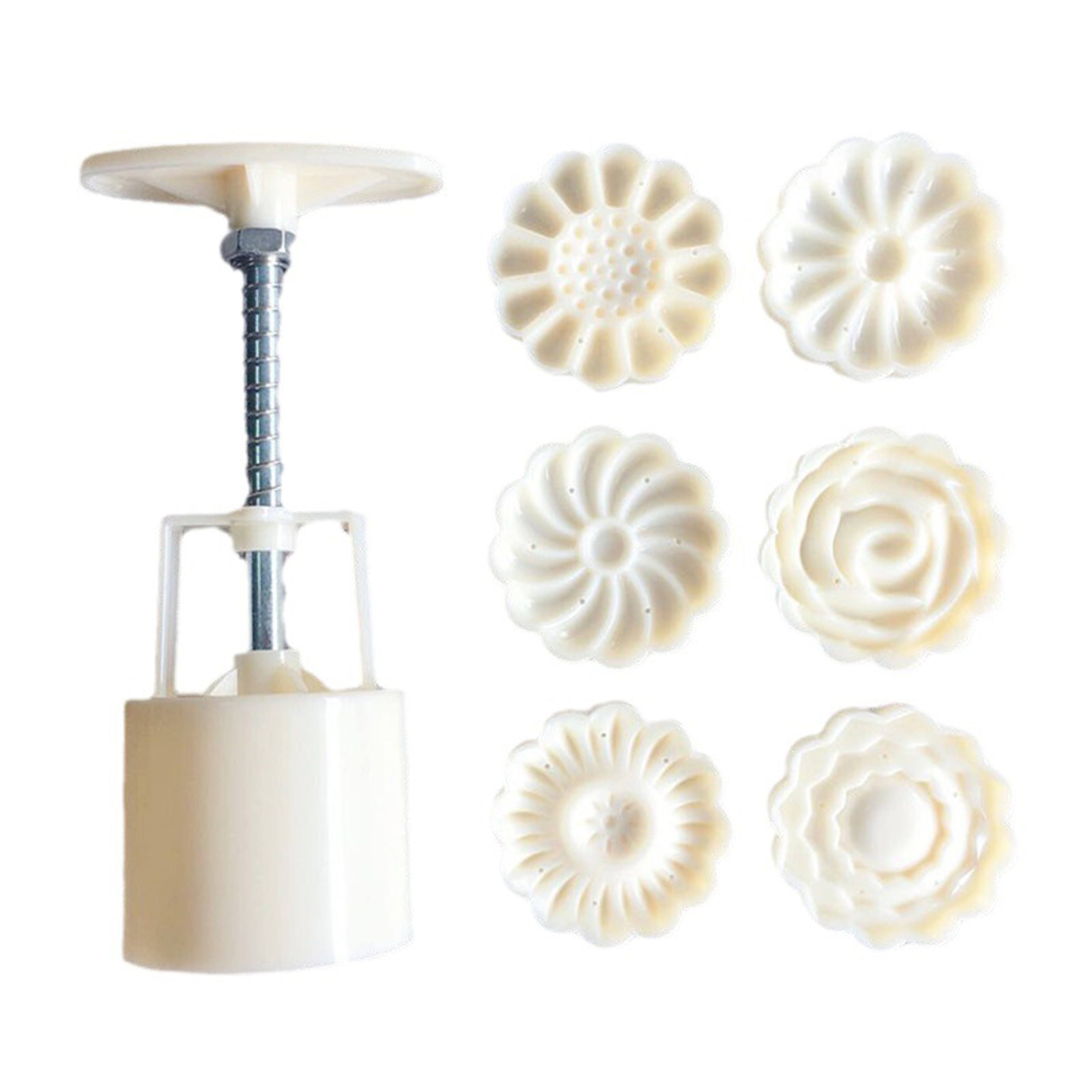Mooncake Mold Set With Flower Pattern Stamps  Ideal For DIY MidAutumn Cakes Cookies And Desserts 3