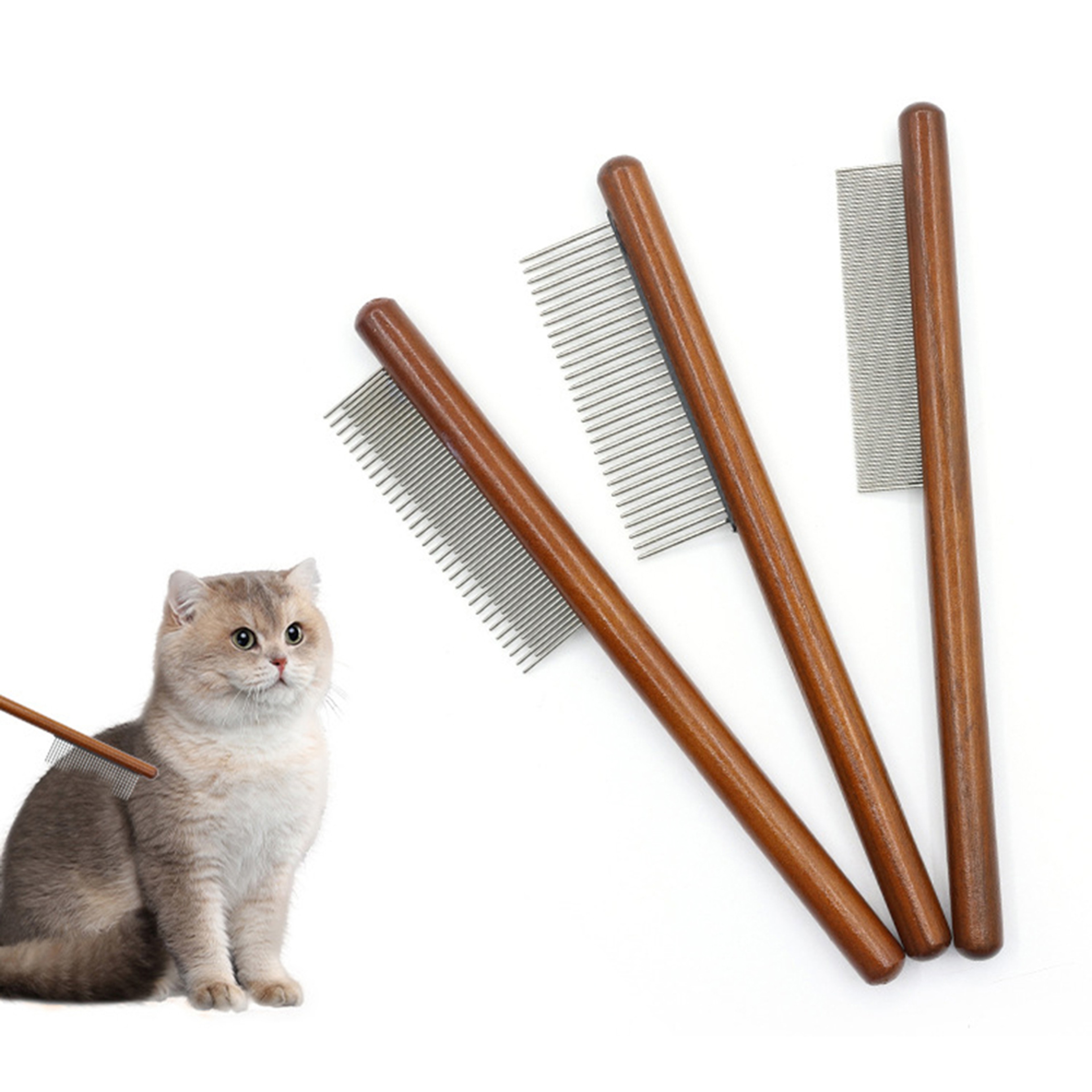 Pet Hair Comb for Cats & Dogs - Stainless Steel Needle Comb to Remove Floating Hair & Open Knots – view 1
