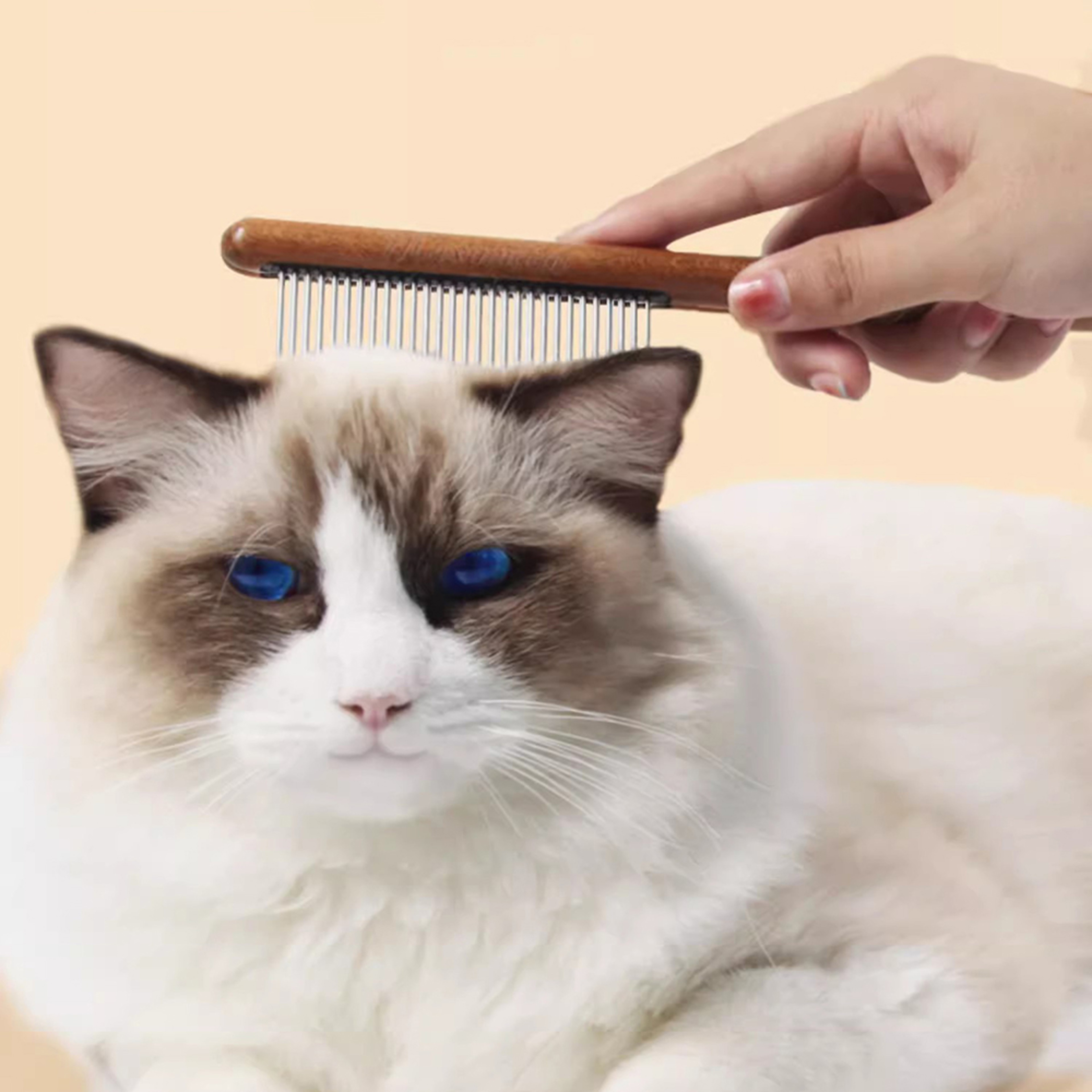 Pet Hair Comb for Cats & Dogs - Stainless Steel Needle Comb to Remove Floating Hair & Open Knots – view 2