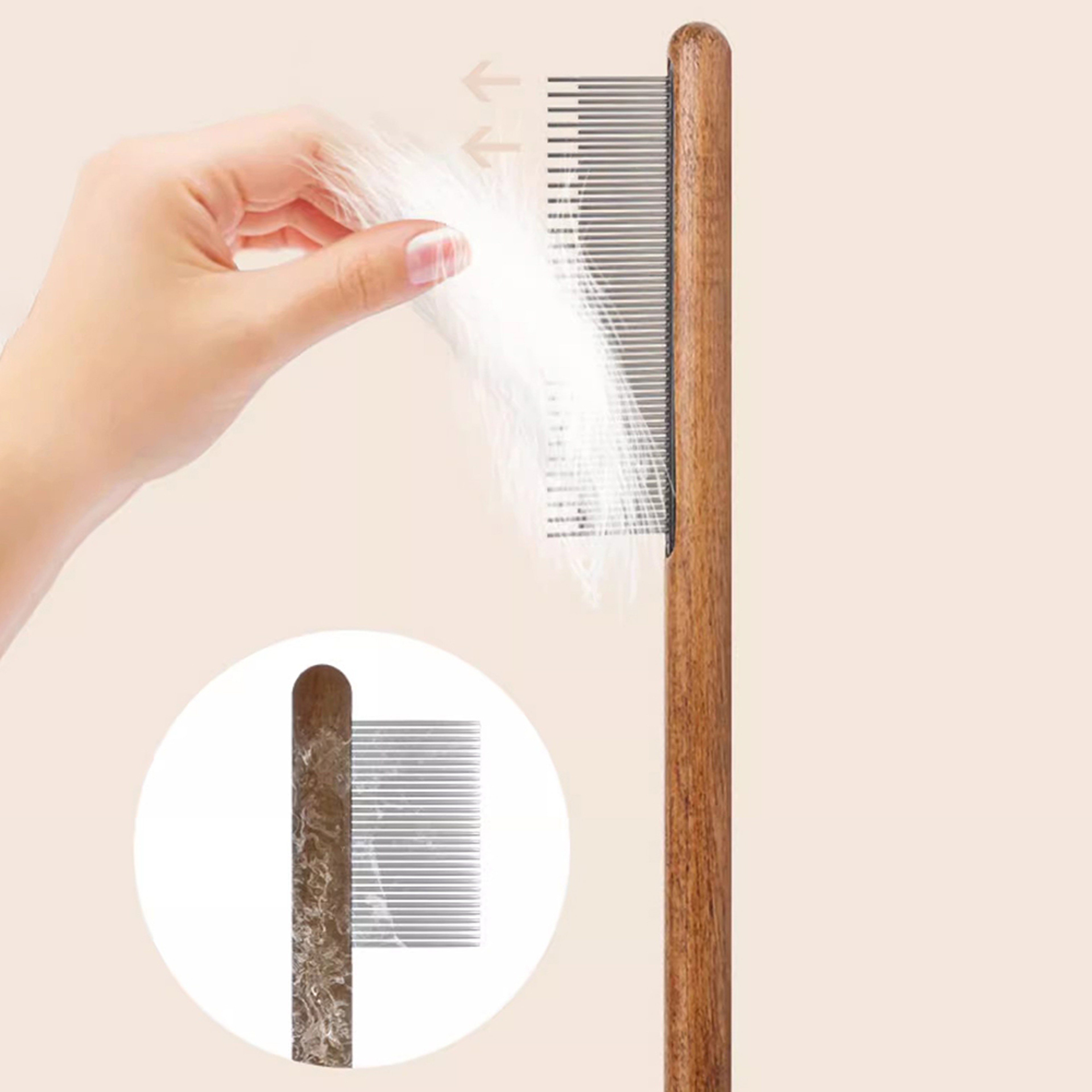 Pet Hair Comb for Cats & Dogs - Stainless Steel Needle Comb to Remove Floating Hair & Open Knots – view 5