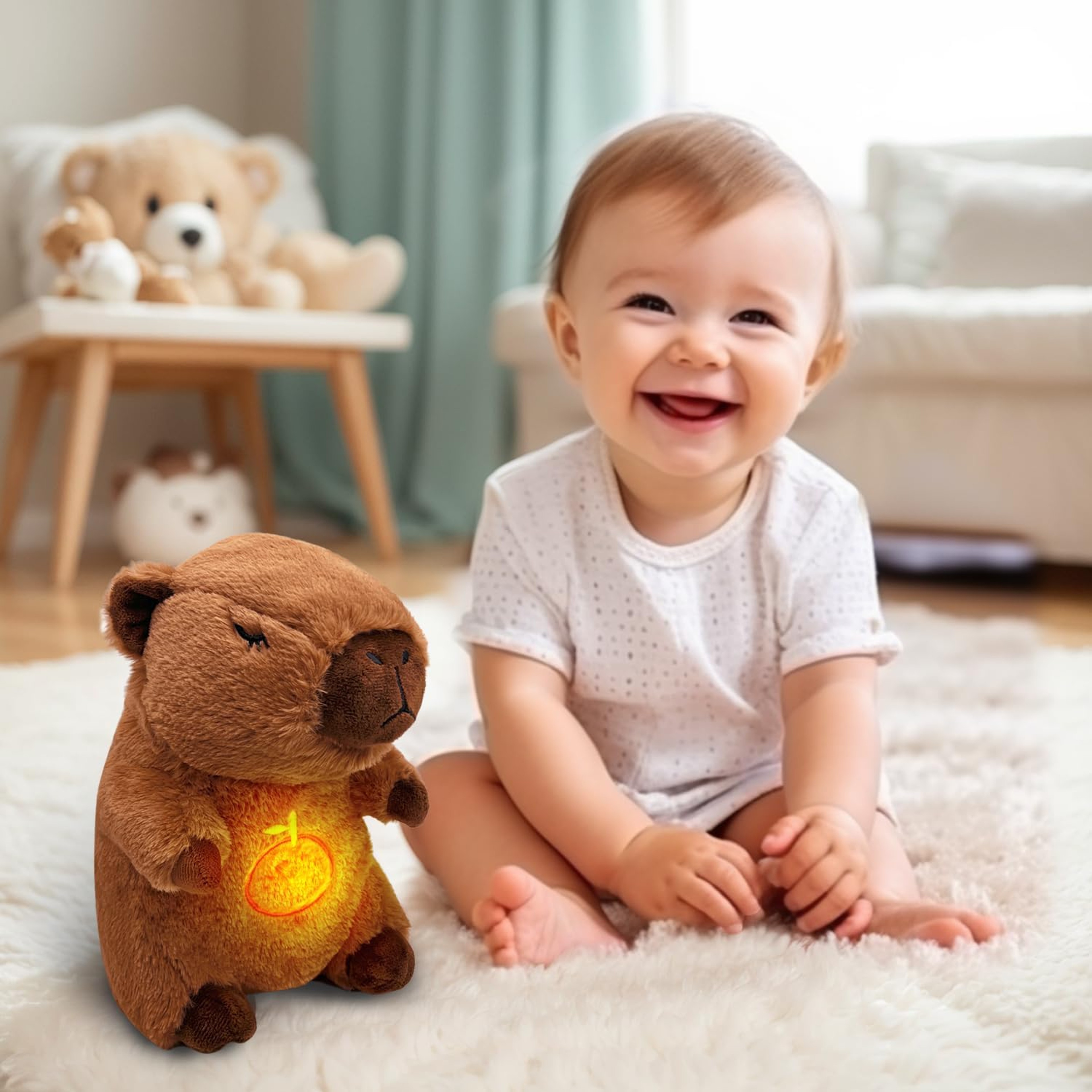 Breathing Capybara Plush Toy With Light And Sound  A Cozy Sleep Companion For Kids 1