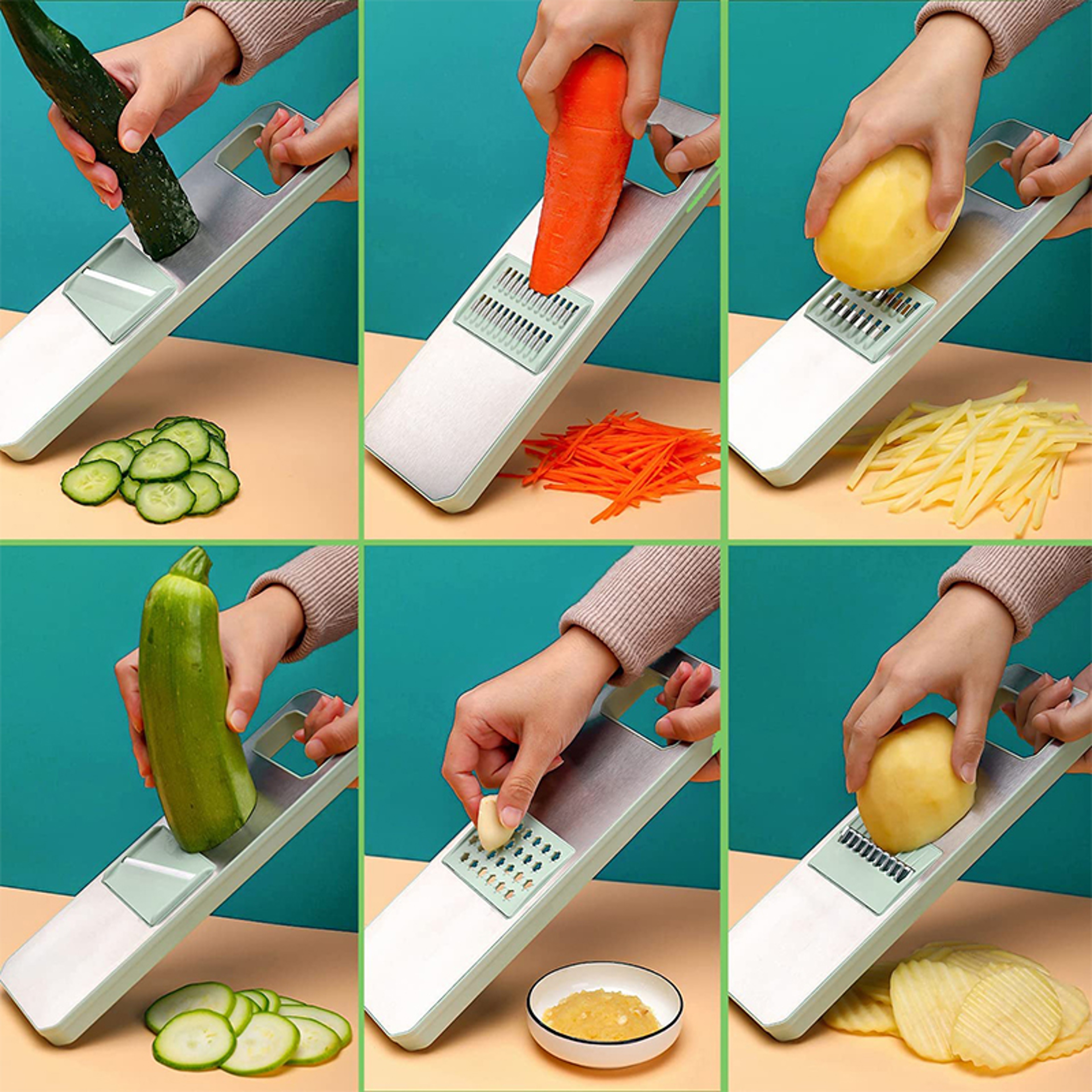 Vegetable Slicer Mandoline With Interchangeable Blades And Julienne Shredder 2
