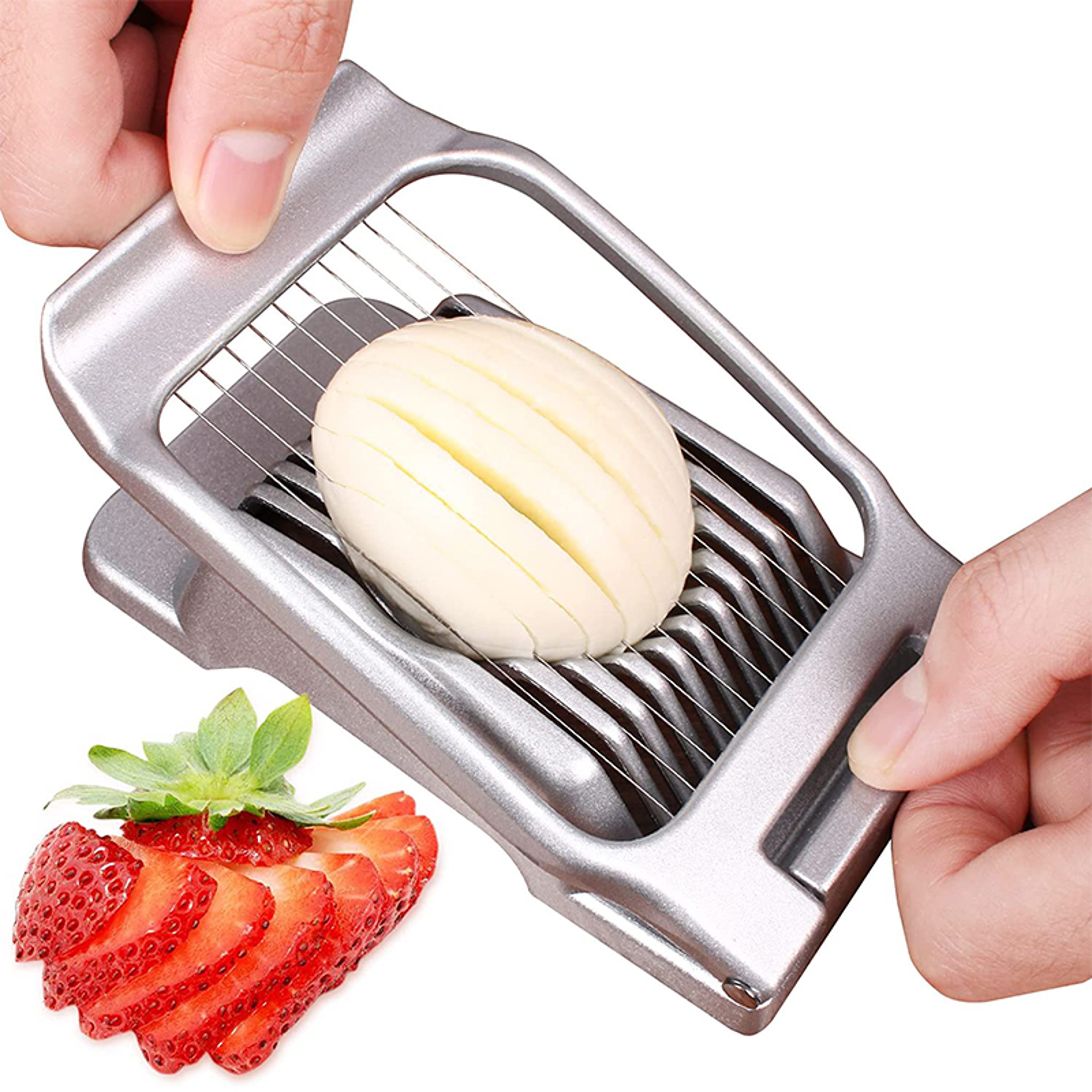 Premium Egg Slicer For Hard Boiled Eggs With Stainless Steel Wire Cutter And MultiUse Kitchen Dicer 0