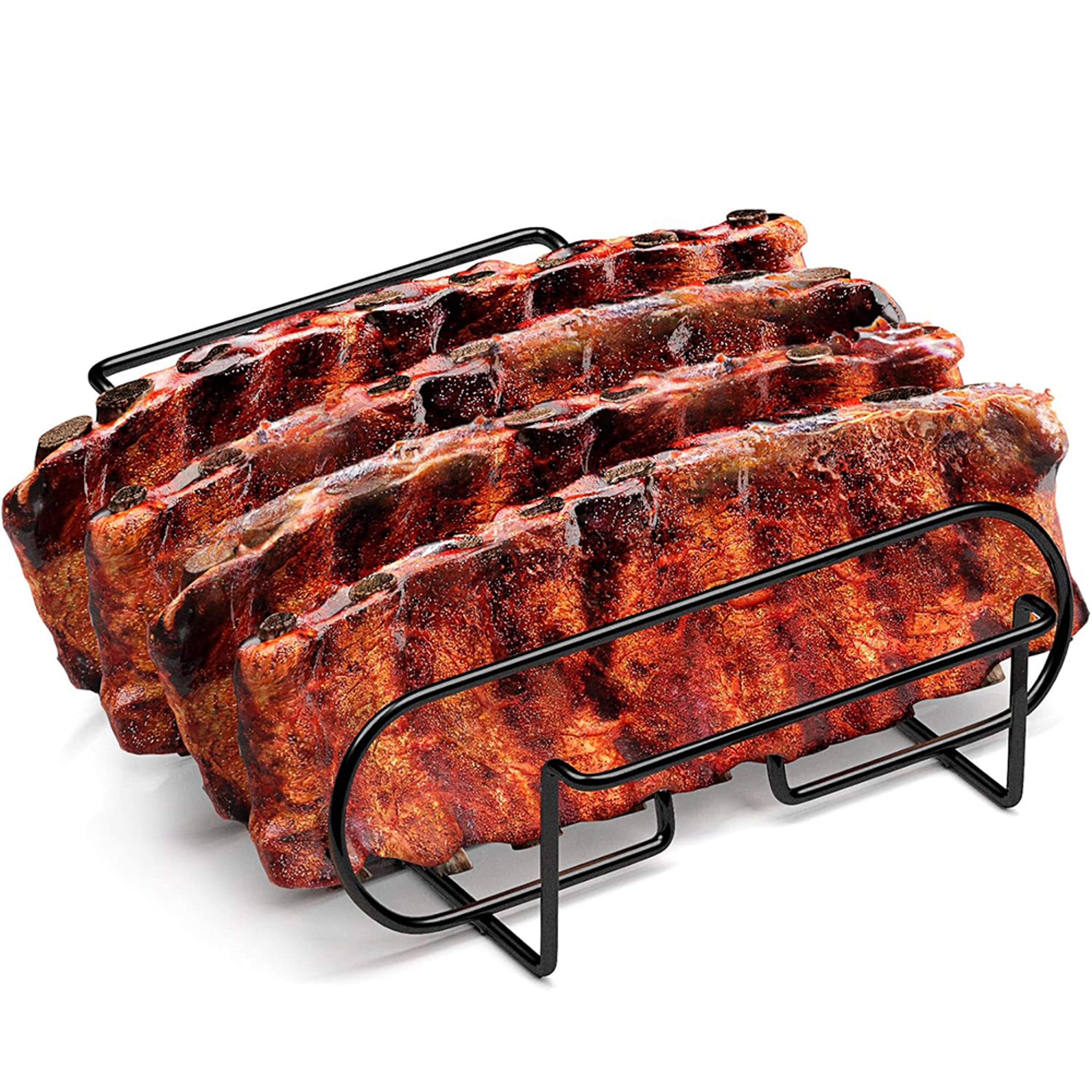 BBQ Rib Rack NonStick Steel Grilling Stand For Perfect Ribs 0