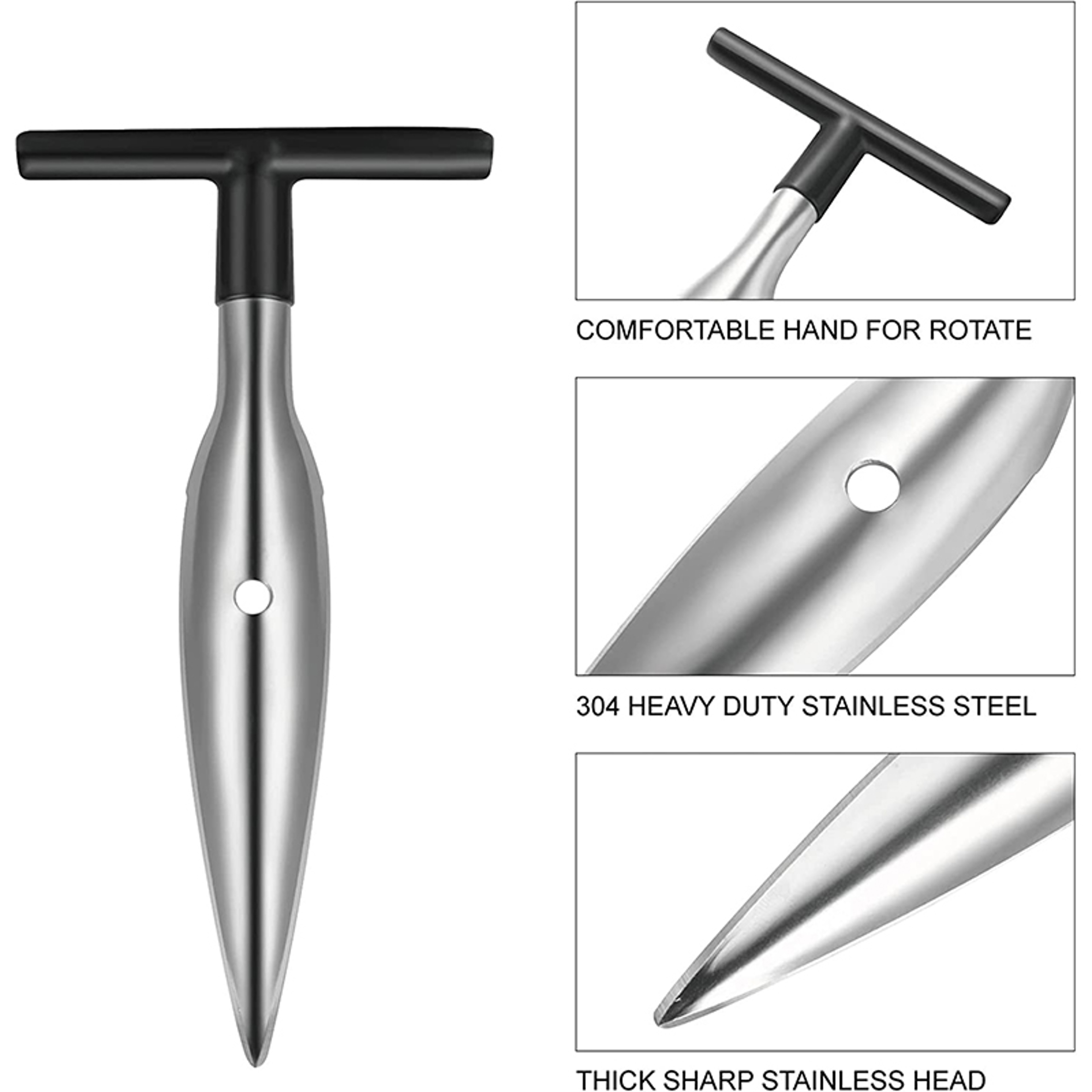Stainless Steel Coconut Opener & Scraper Knife - Easy Coconut Punch Opener Tool – view 2