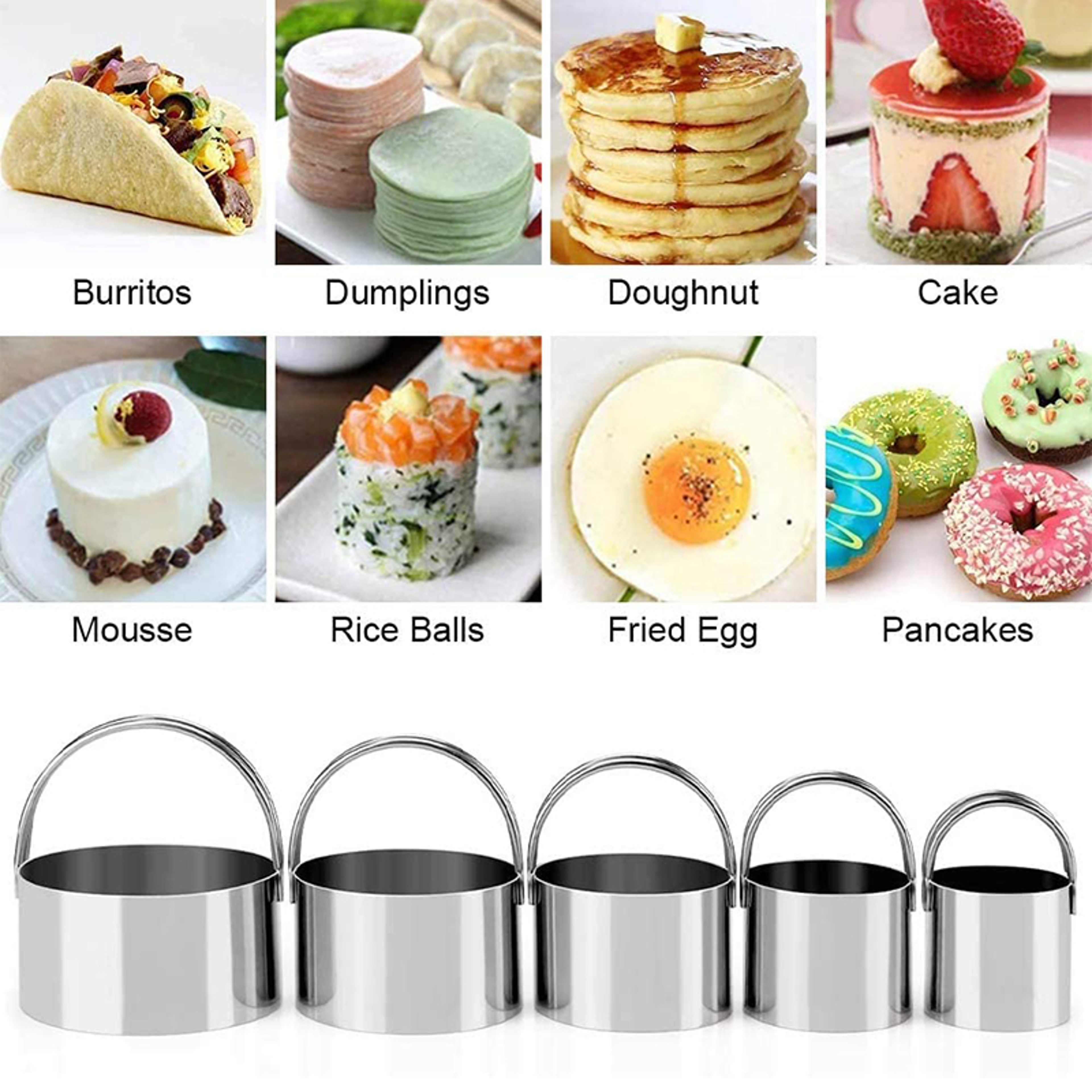 Stainless Steel Circle Biscuit Cutter Set  Piece Round Cookie Mold For Baking 5