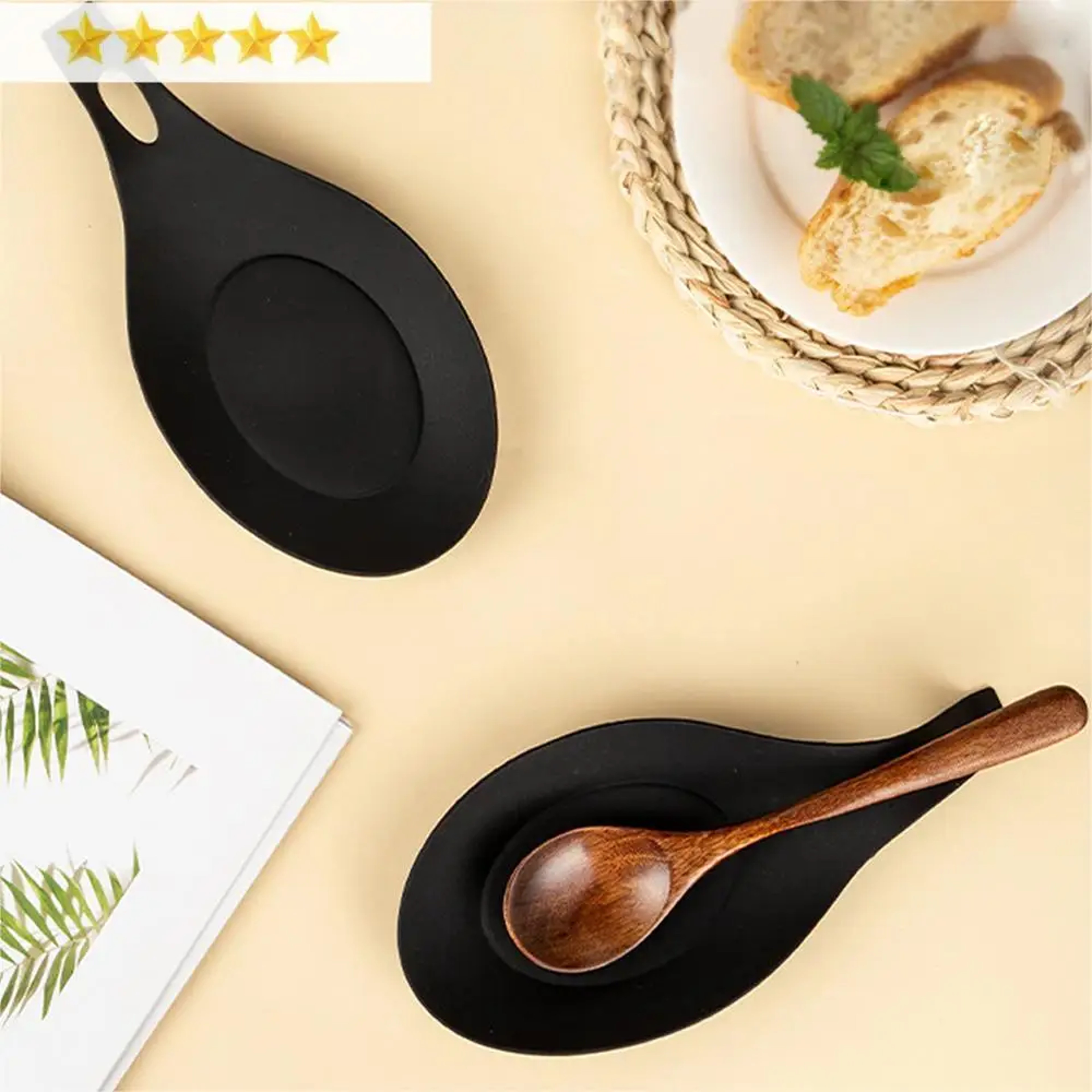 HeatResistant Silicone Spoon Rest And Spatula Holder  Durable Kitchen Utensil Tray 2
