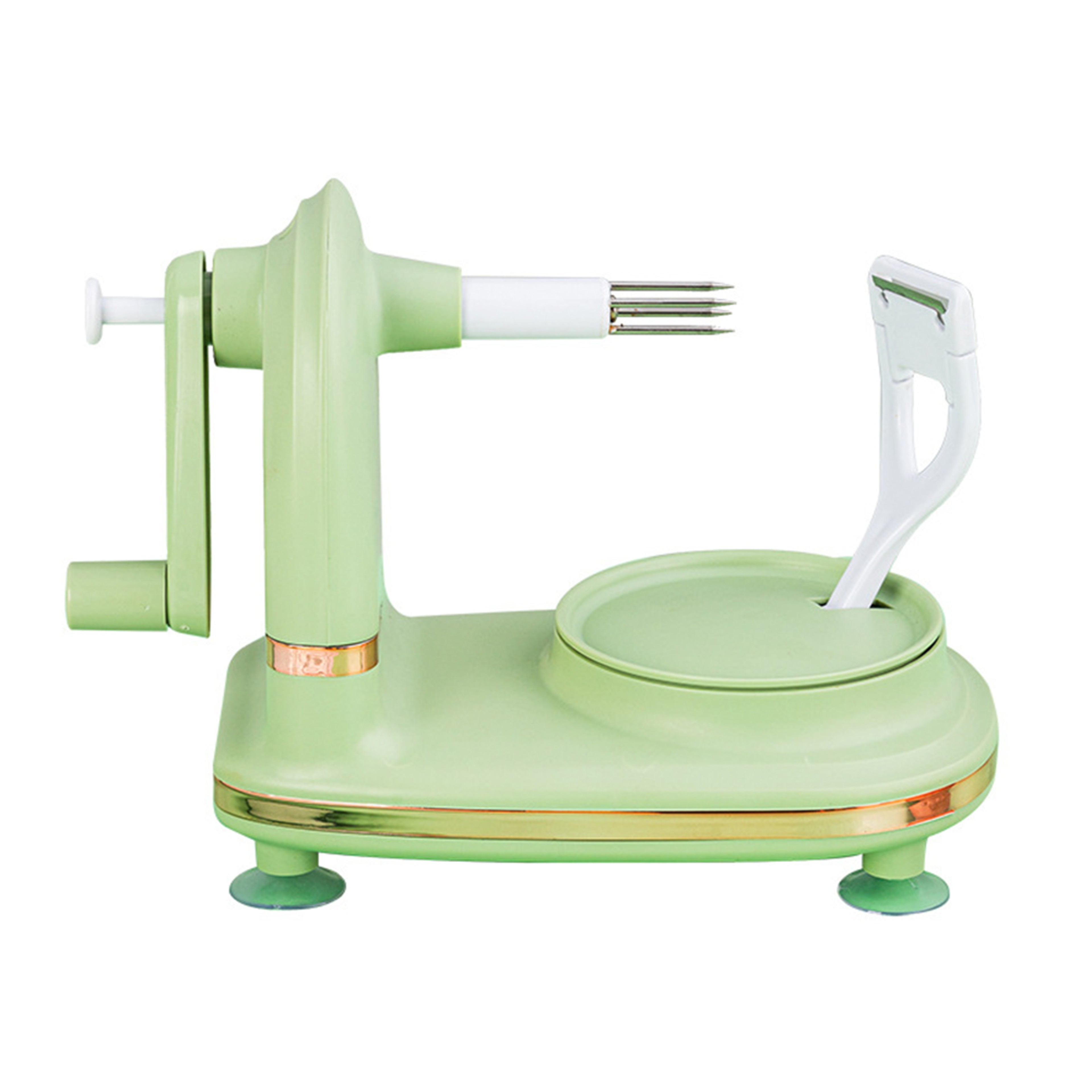 HandCranked Manual Fruit Peeler With Divider  Spare Blades  Multifunctional Kitchen Apple  Pear Sli 6