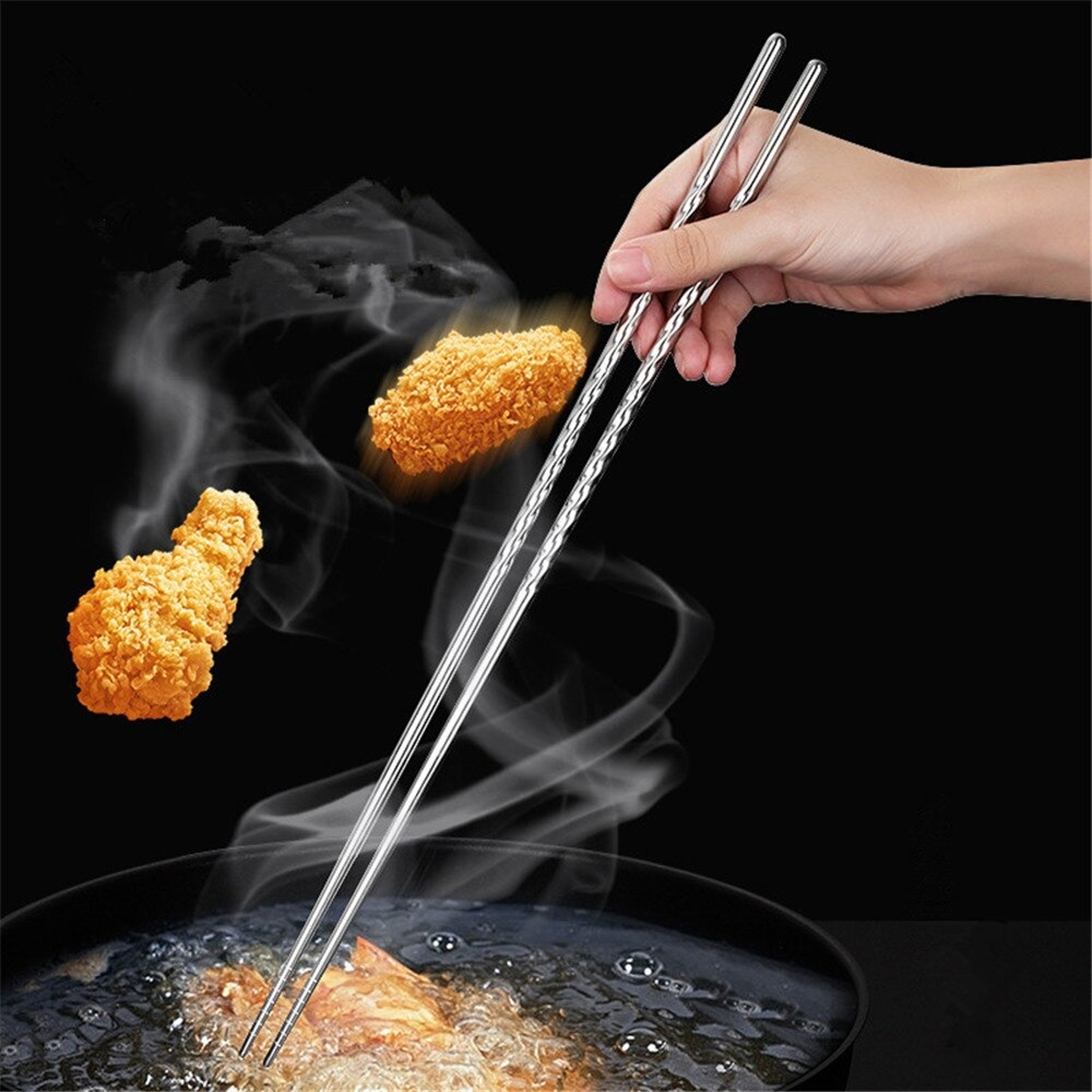 Stainless Steel Extra Long Cooking Chopsticks For Frying Noodles And Sushi  AntiSlip Kitchen Utensi 2
