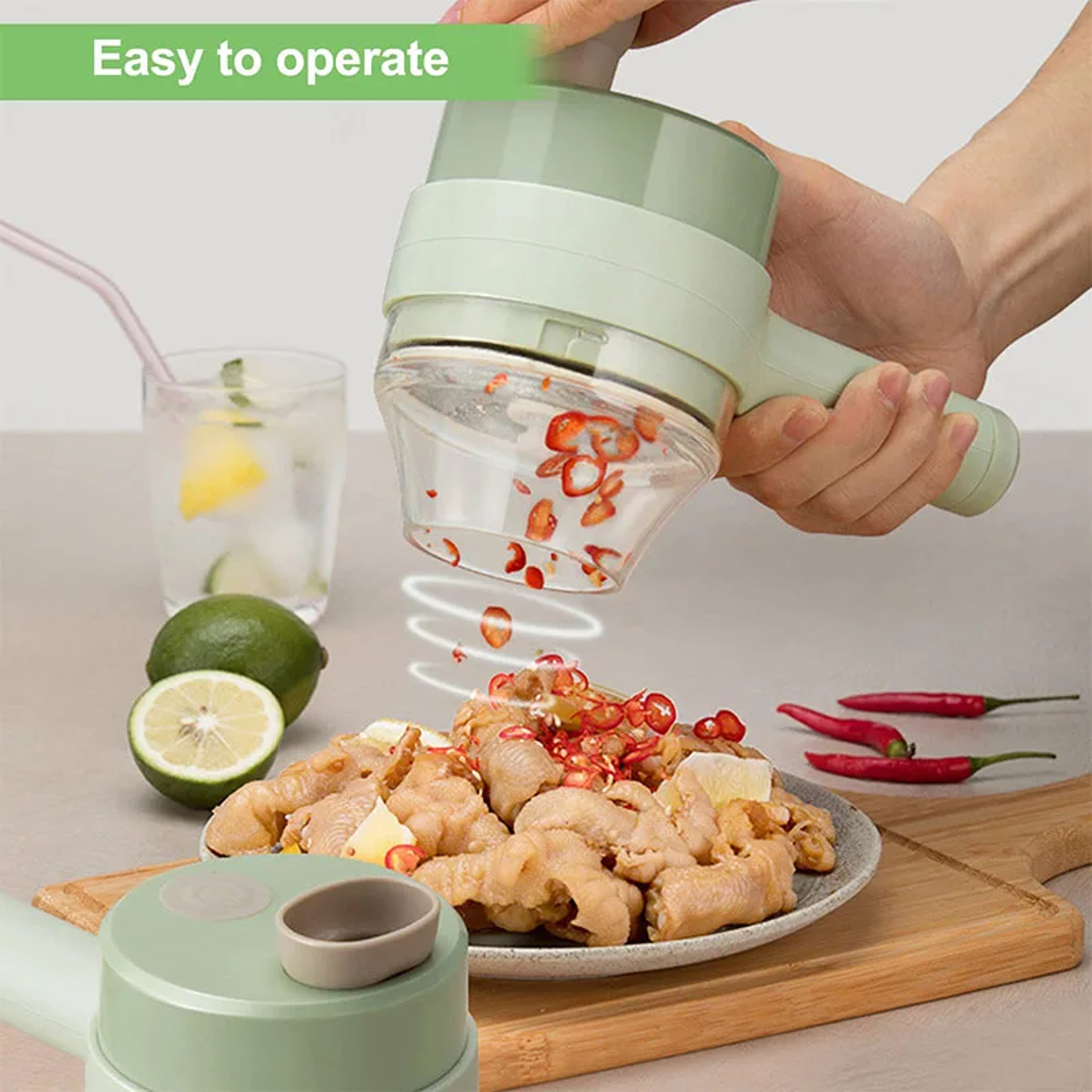 Handheld Electric Vegetable Cutter - Versatile Slicer for Garlic, Pepper, Celery & More – view 2
