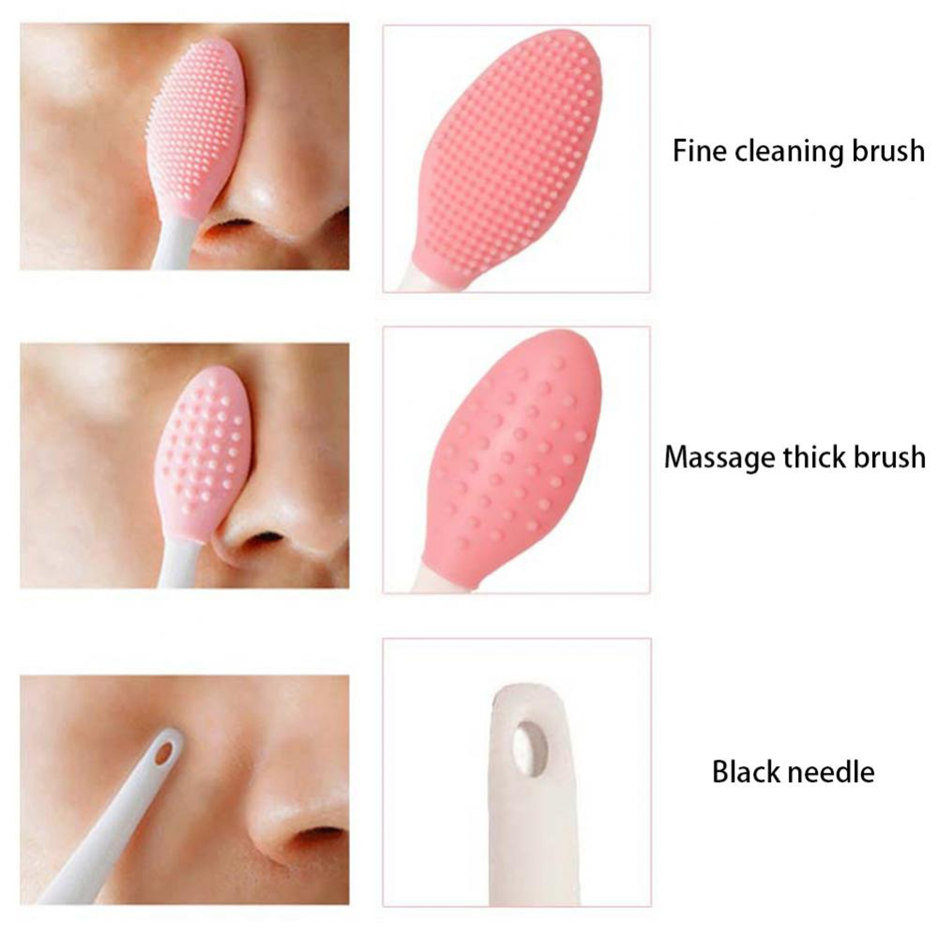 Silicone Face Brush For Exfoliating  Blackhead Removal With Replacement Head 1