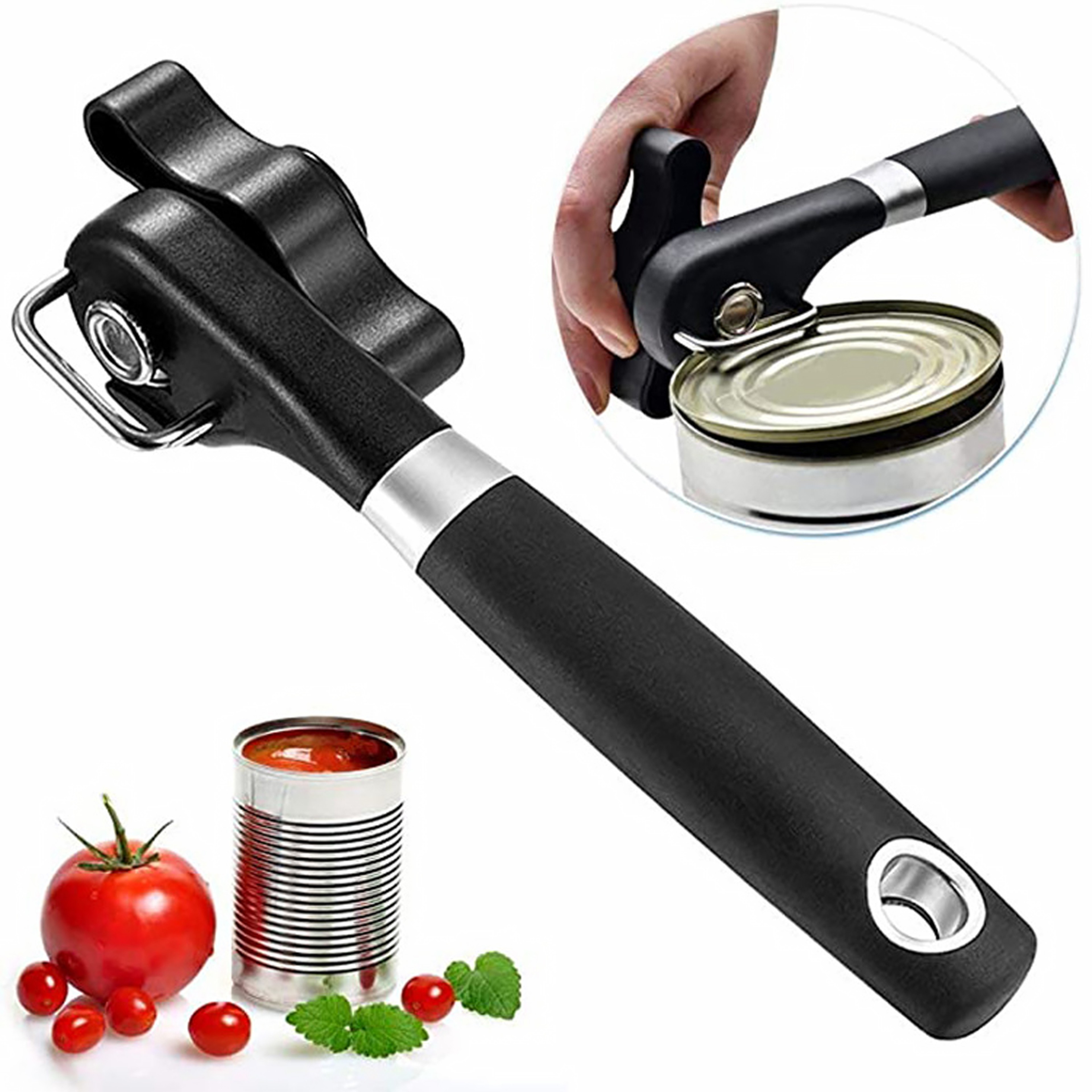 Plastic HandActuated Can Opener  Safety Kitchen Tool With Easy Grip  Side Cut Manual Can Opener For 1