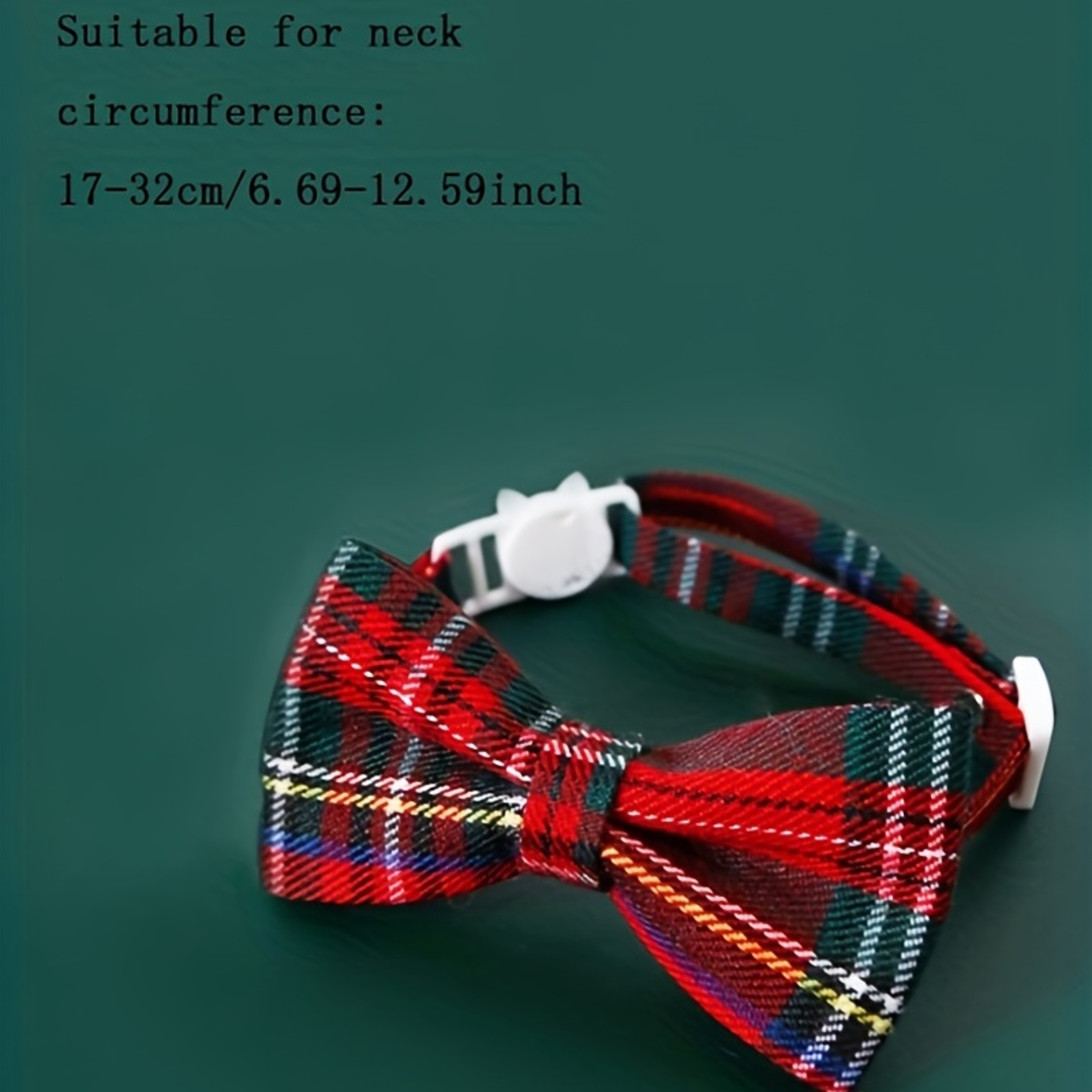 Cute Plaid Christmas Cat Collar With Bow Tie And Bell  Adjustable Elastic Pet Collar For Dogs And C 2
