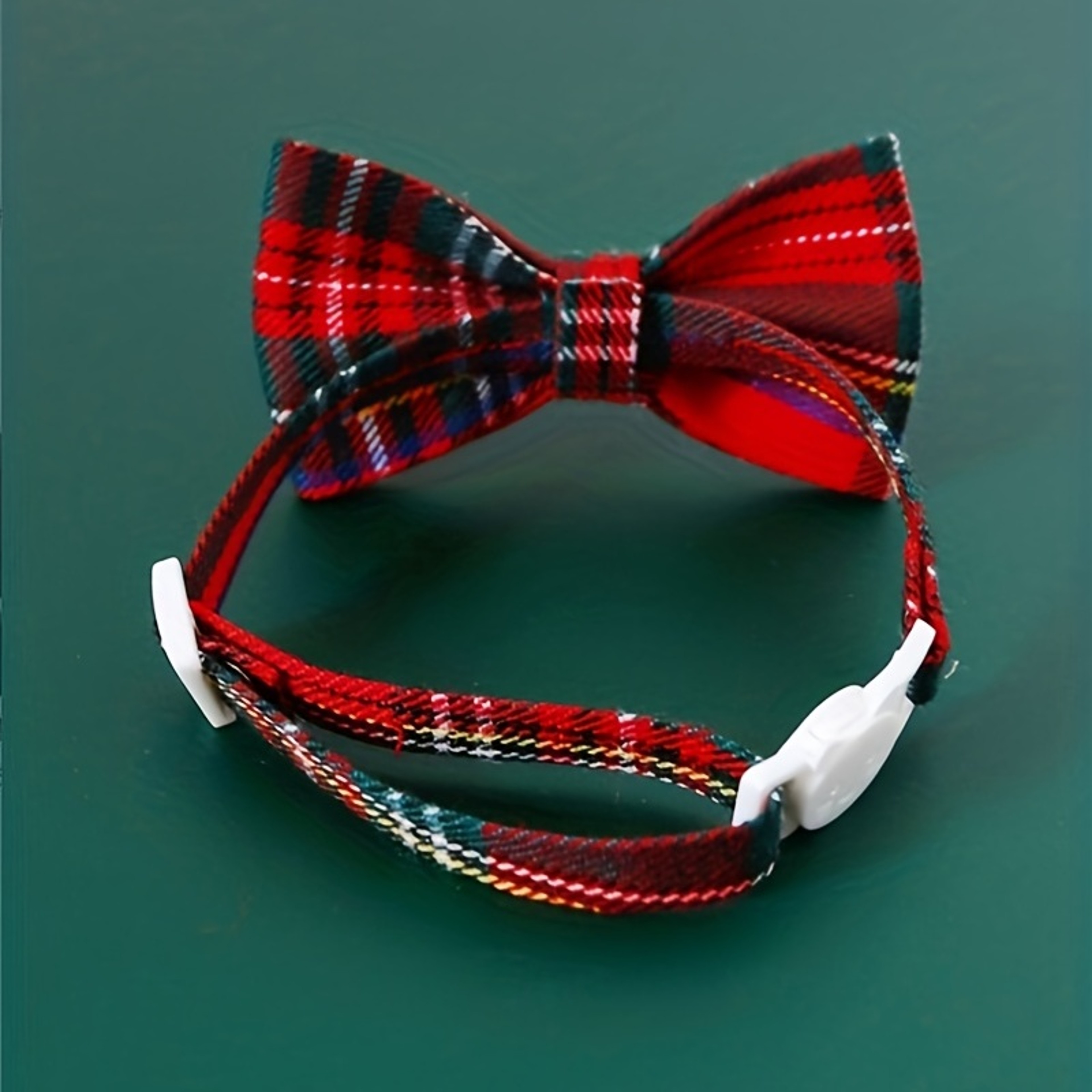 Cute Plaid Christmas Cat Collar With Bow Tie And Bell  Adjustable Elastic Pet Collar For Dogs And C 4