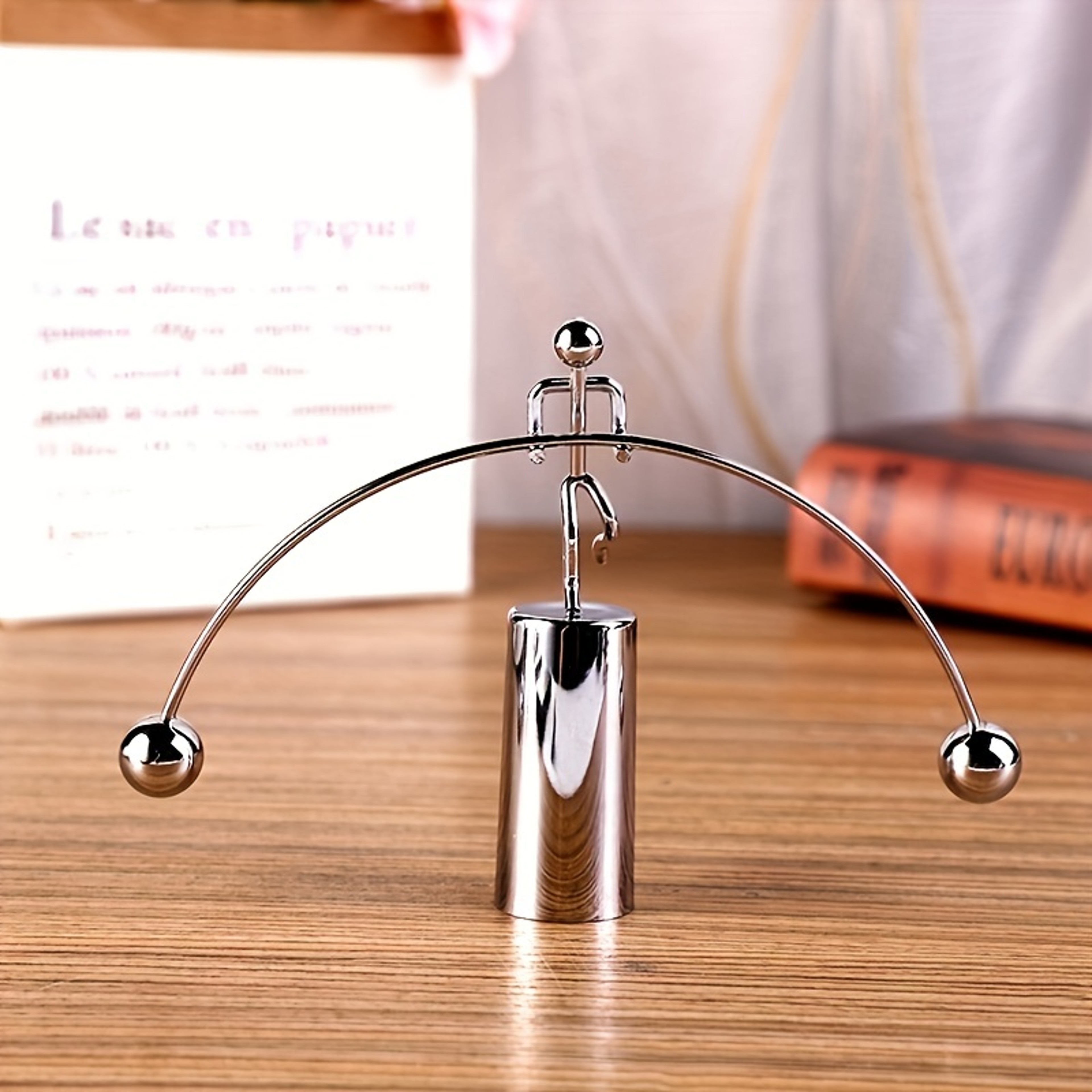 Stainless Steel Balance Ball Weightlifting Swing Sculpture Home Office Stress Relief Accessory 1