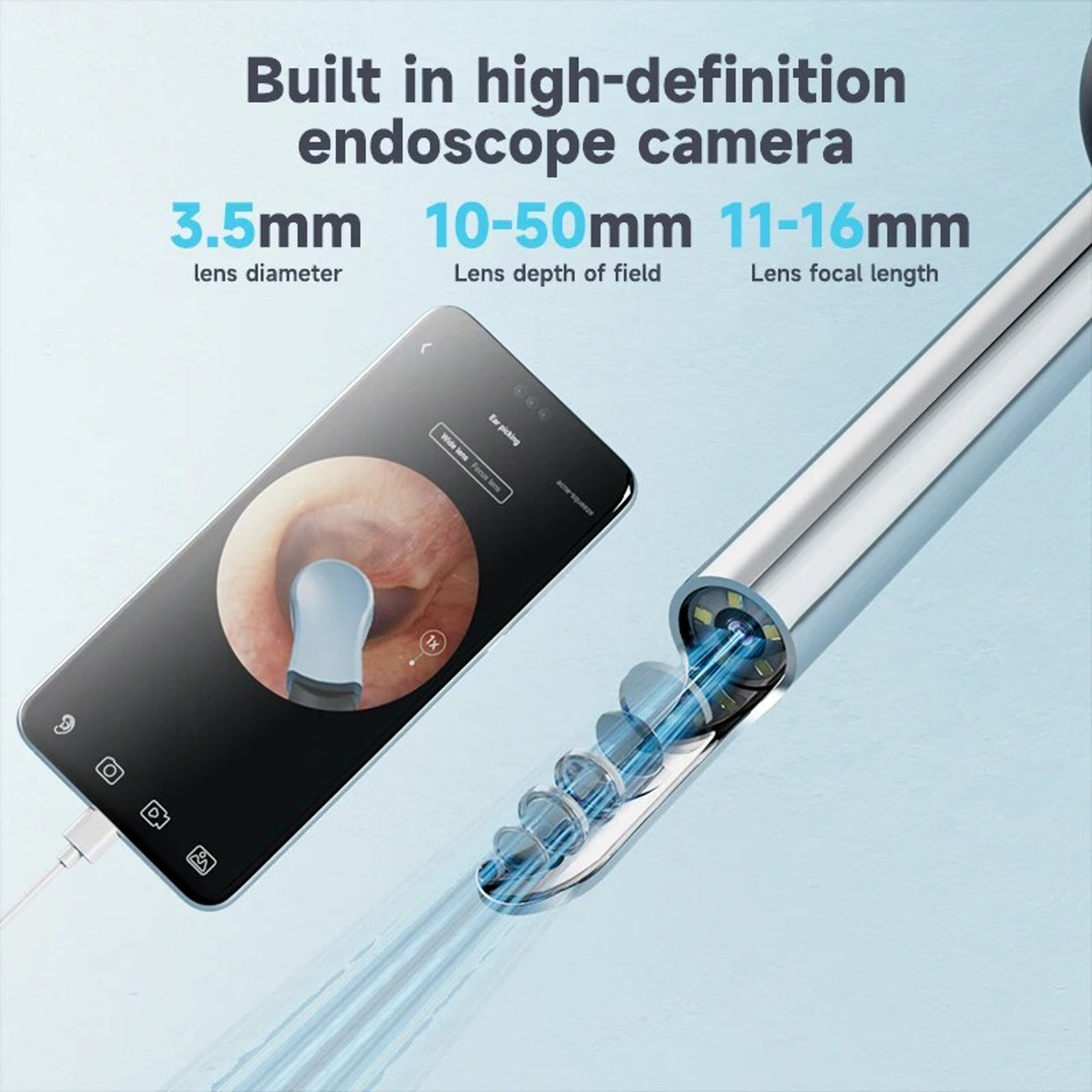 Ear Wax Removal Tool Smart Ear Cleaner With Light  HD Camera Scope For Smartphones 5