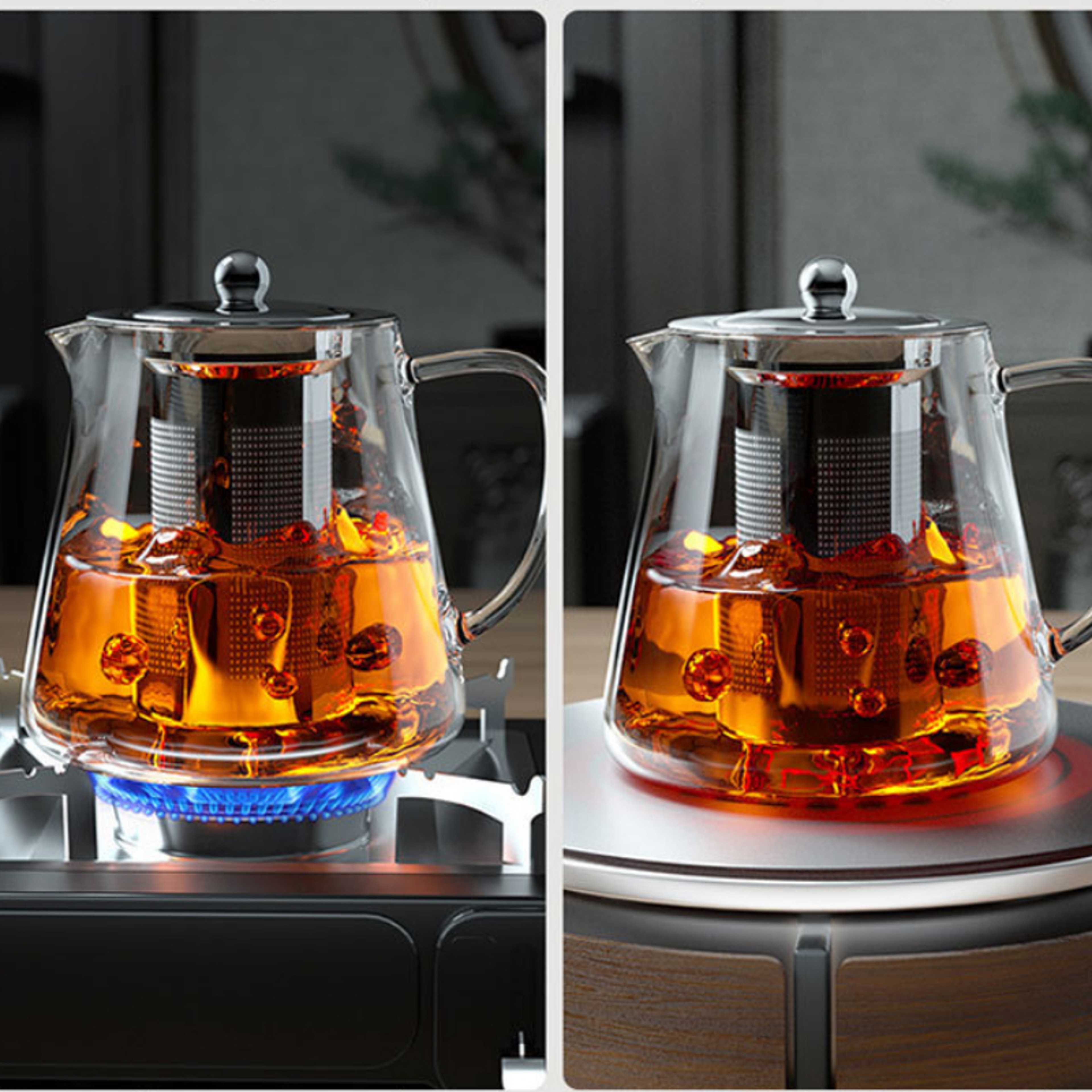 Heat Resistant Glass Teapot With Stainless Steel Strainer Teaware Set For Puer  Oolong Tea Lovers 3