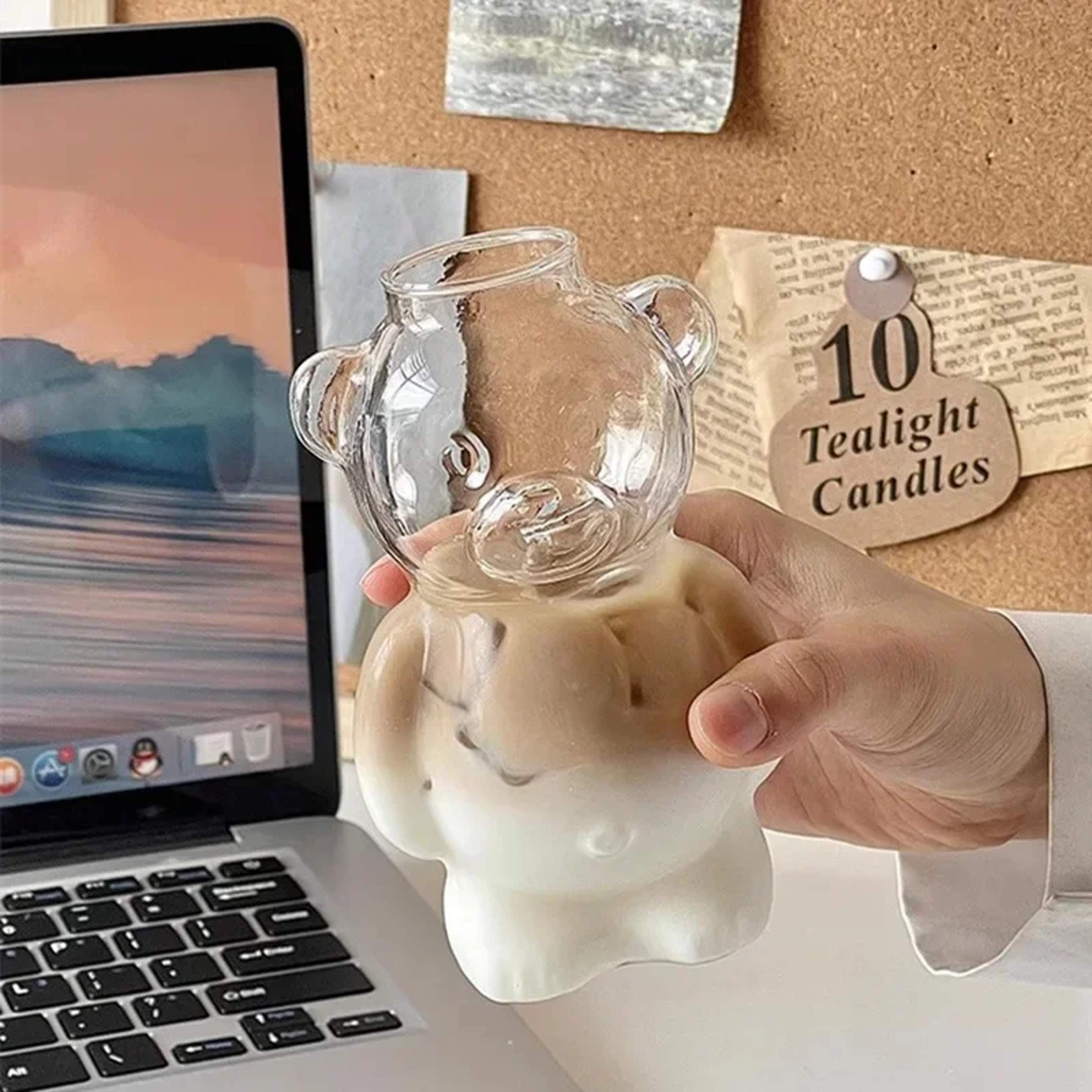 Cartoon Bear Shaped Mug Cute Glass Cup With Straw For Women Kids  Friends Unique Gift For Birthdays 0