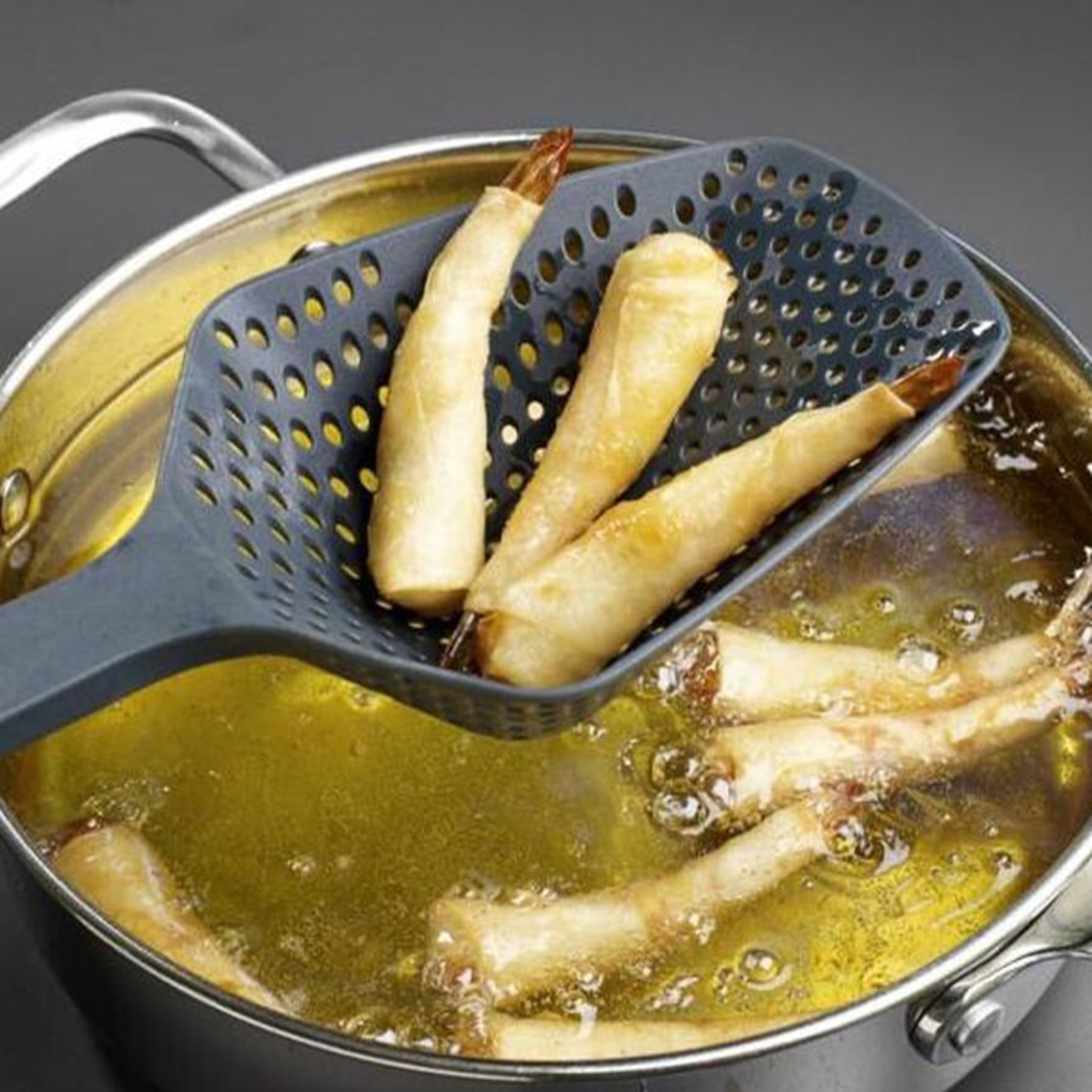 Large Funnel Food Strainer Spoon Versatile Kitchen Tool For Frying  Draining 1