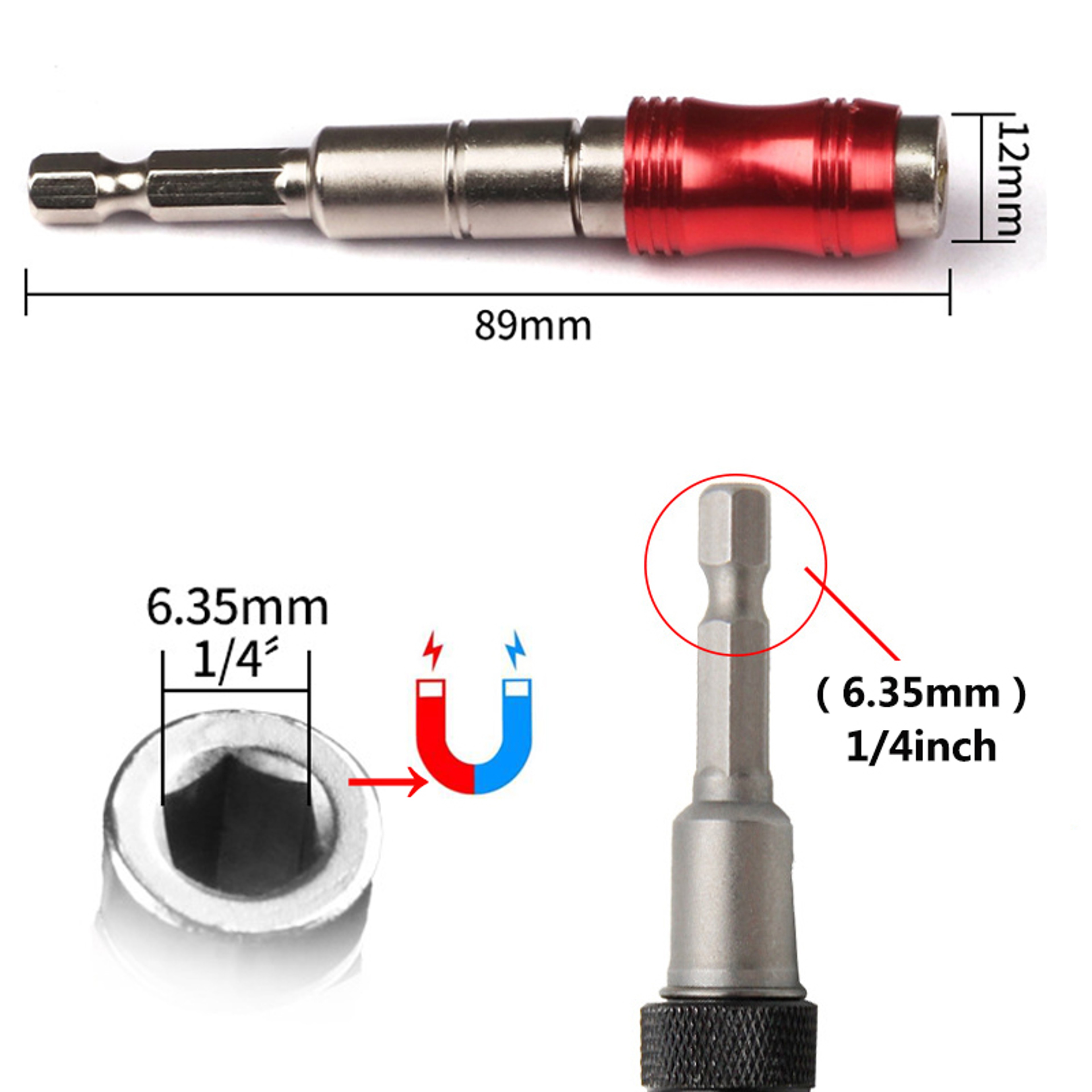 Magnetic Screwdriver Bit Extension Rod With Quick Change Holder For Drill Tips 7