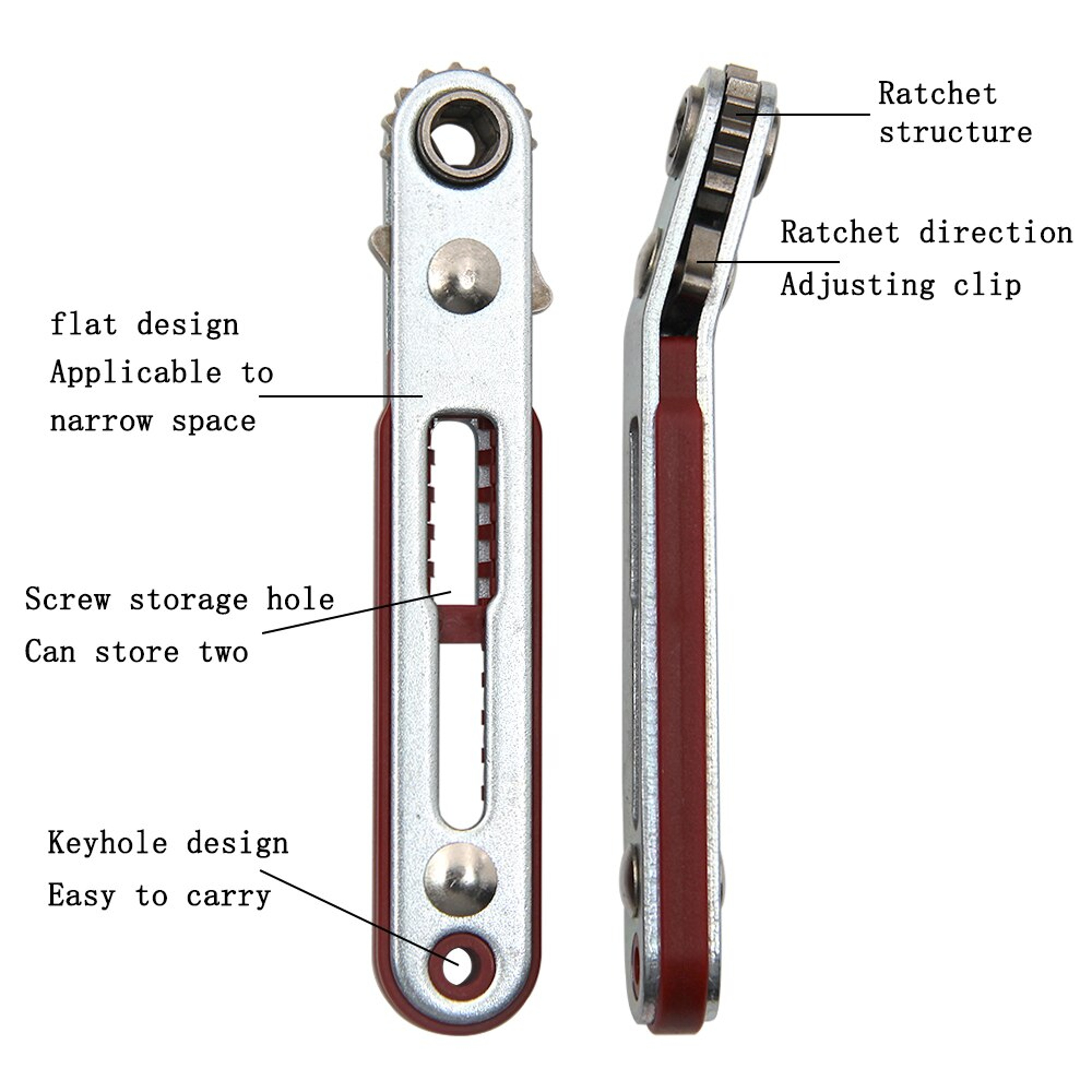 Multifunctional Bidirectional Ratchet Screwdriver Tool With Elbow And Flat Head Wrench 3