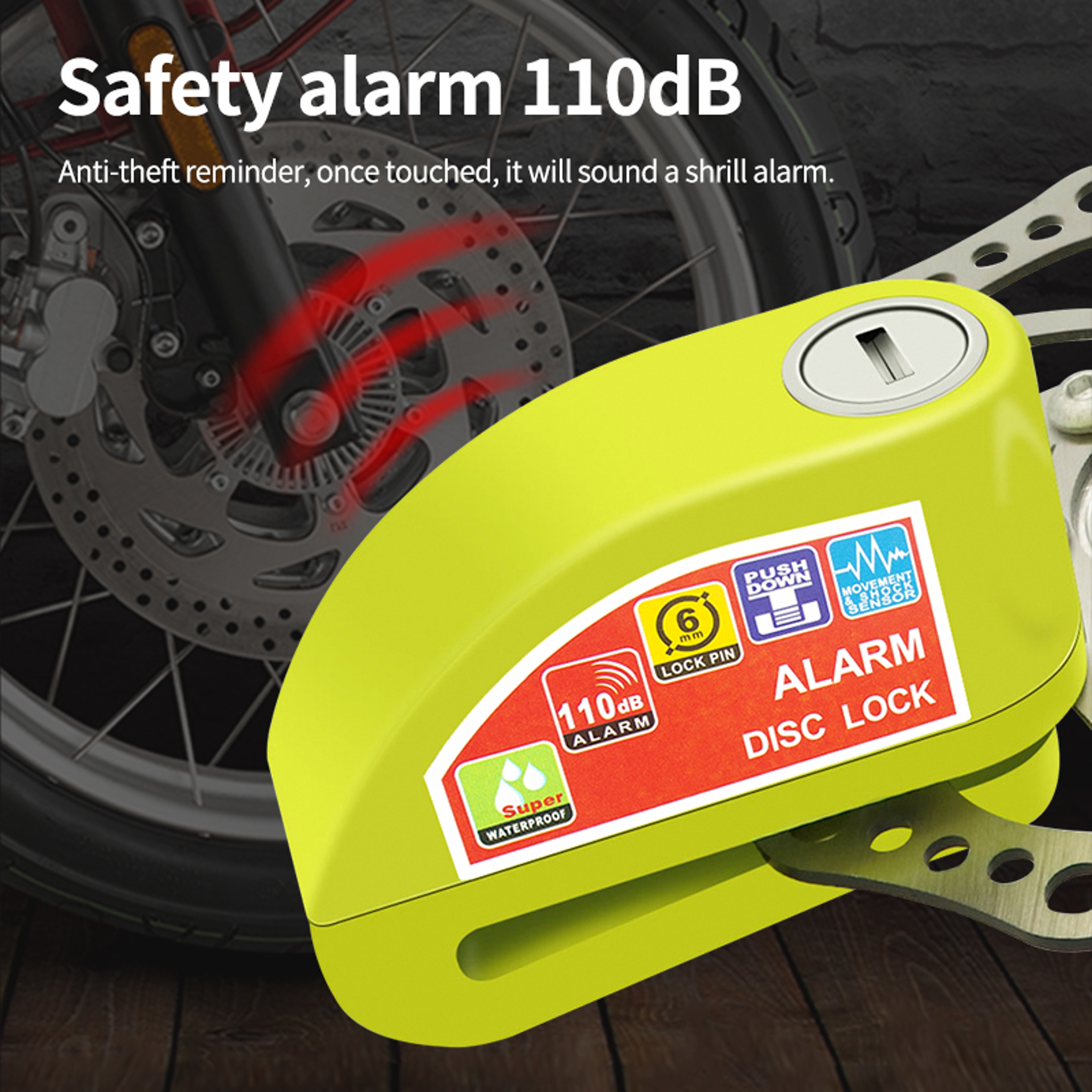 Motorcycle Alarm Disc Lock Anti Theft Security Padlock With Reminder Rope For Motorcycle Bicycle An 2