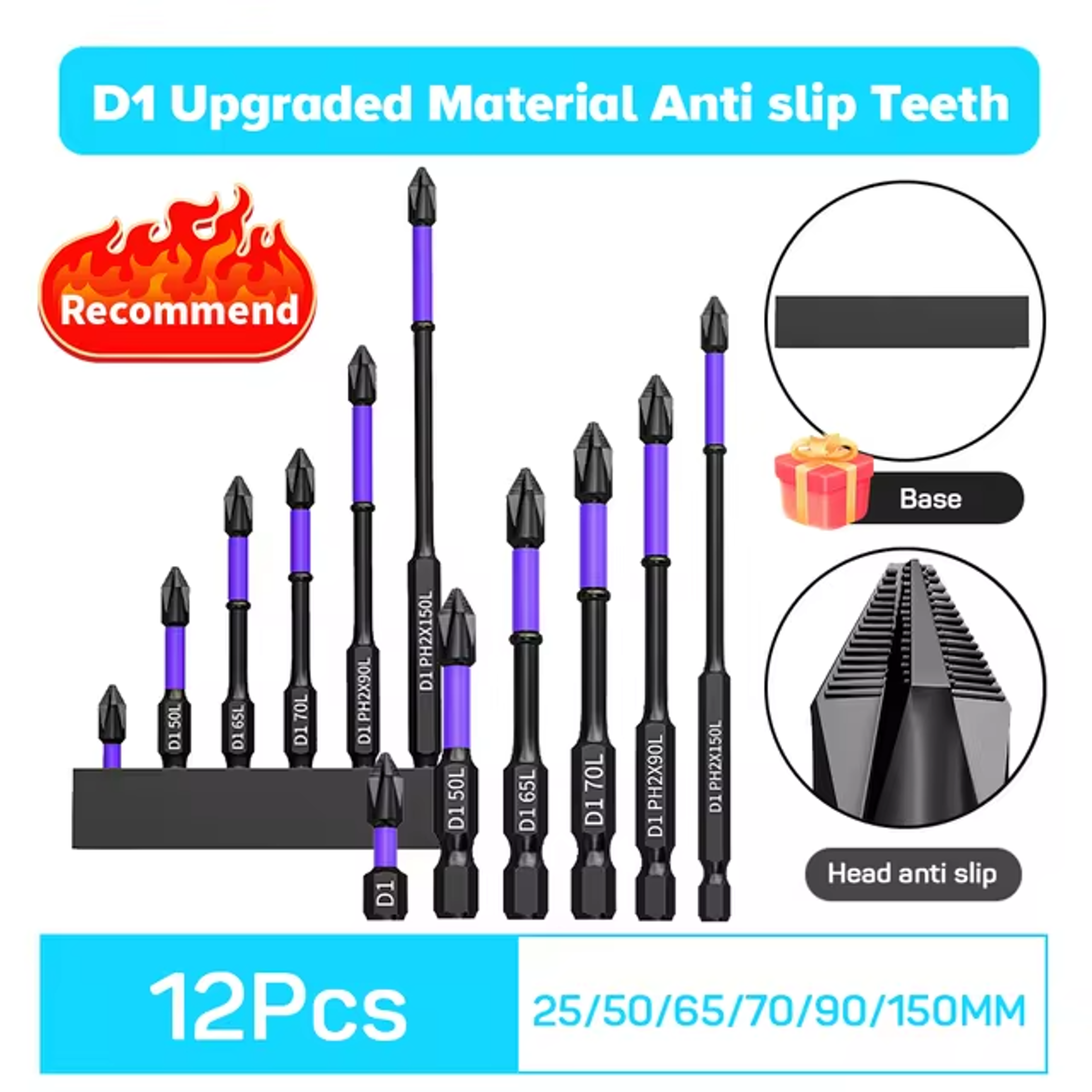 Impact Resistant Magnetic Screwdriver Bits Set Non Slip Shockproof Phillips  Hex Shank Alloy Steel  7
