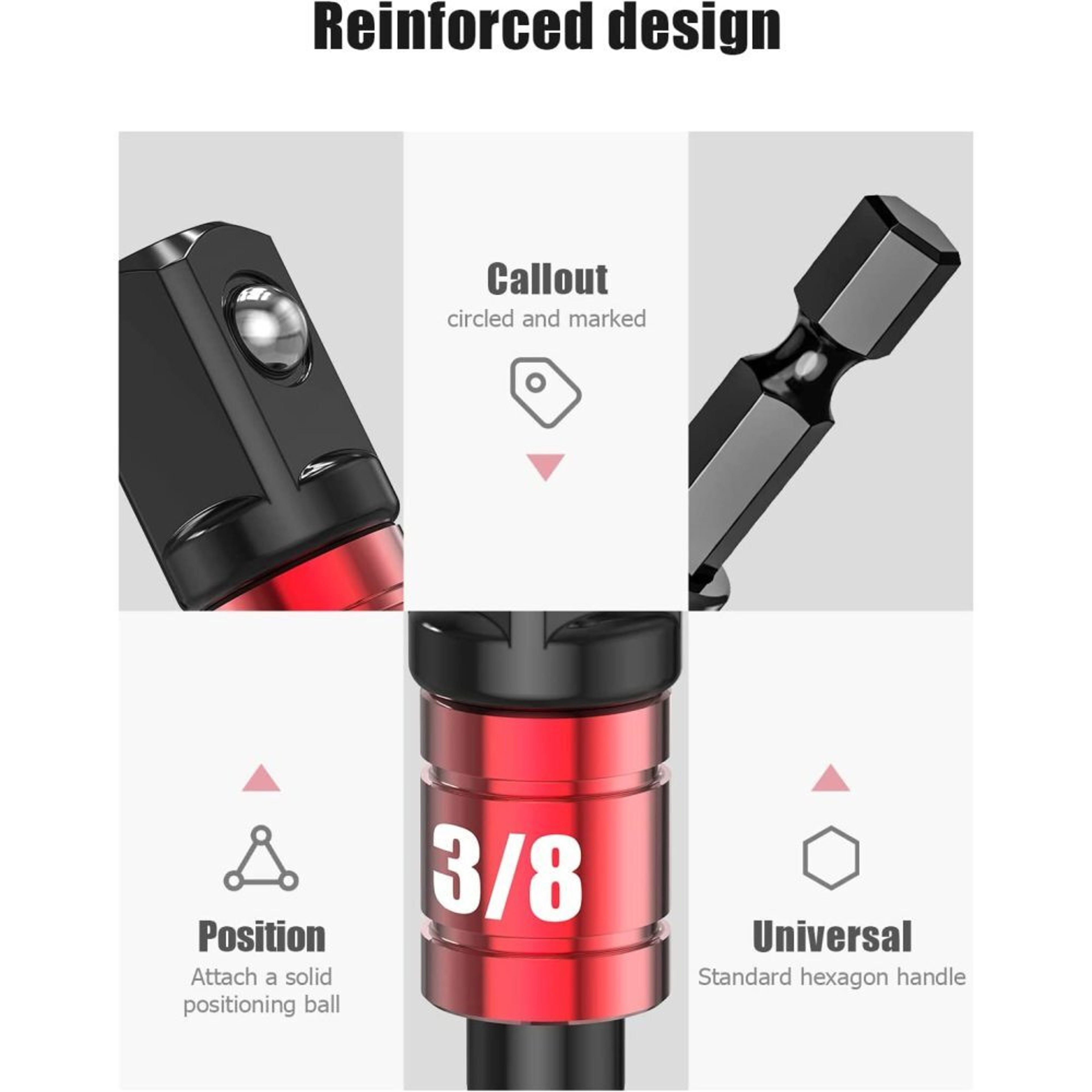 Impact Grade Angle Socket Adapter Set Durable Driver Extension For Hand Tools 4