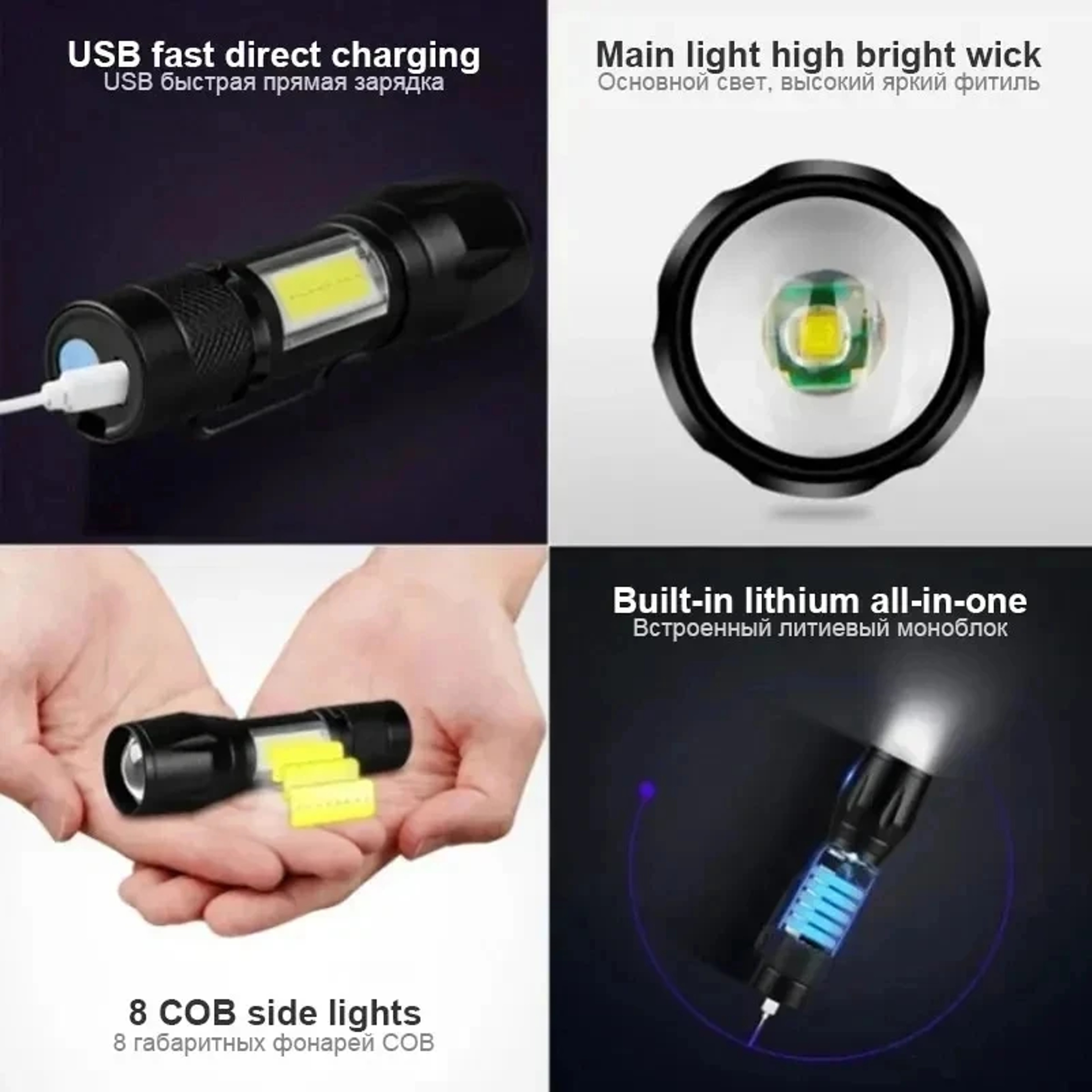 USB Rechargeable Mini Flashlight COBXPE Portable Torch For Camping And Emergencies 4