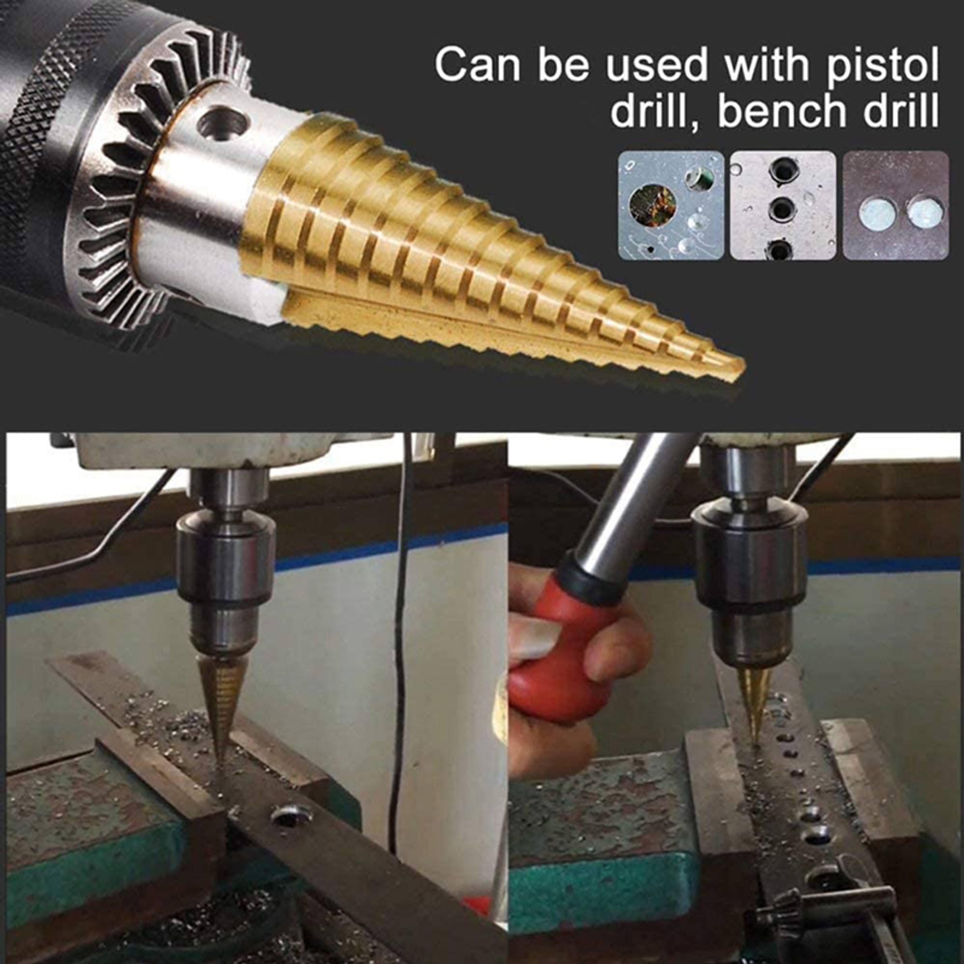 Titanium Coated Step Drill Bit For Metal  Wood Cutting 5